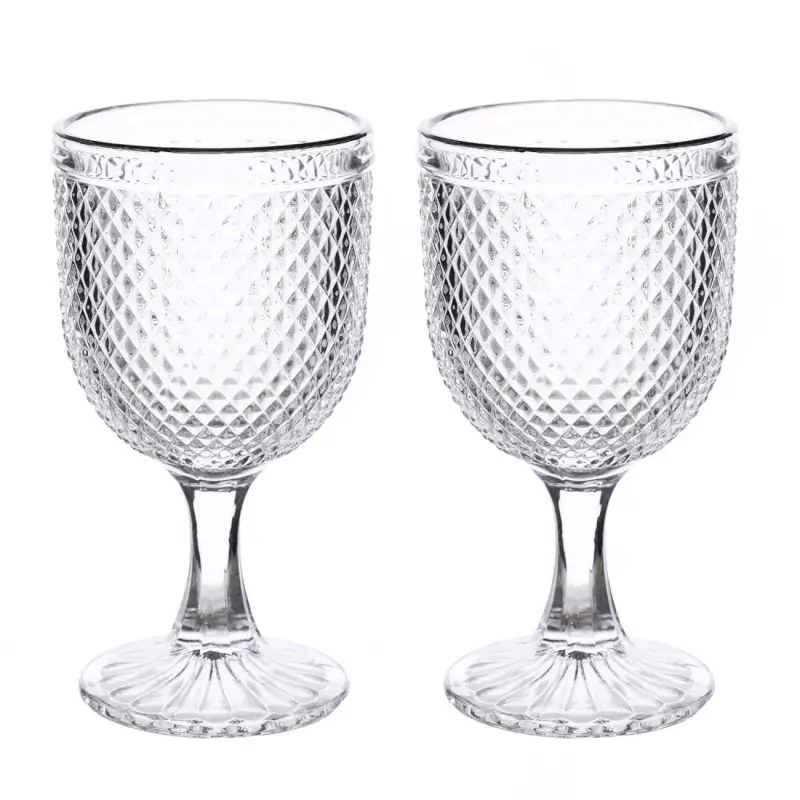Drinking goblet glass, 300 ml, 2 pcs, glass R, with silver edging, Verona silver ,image-0