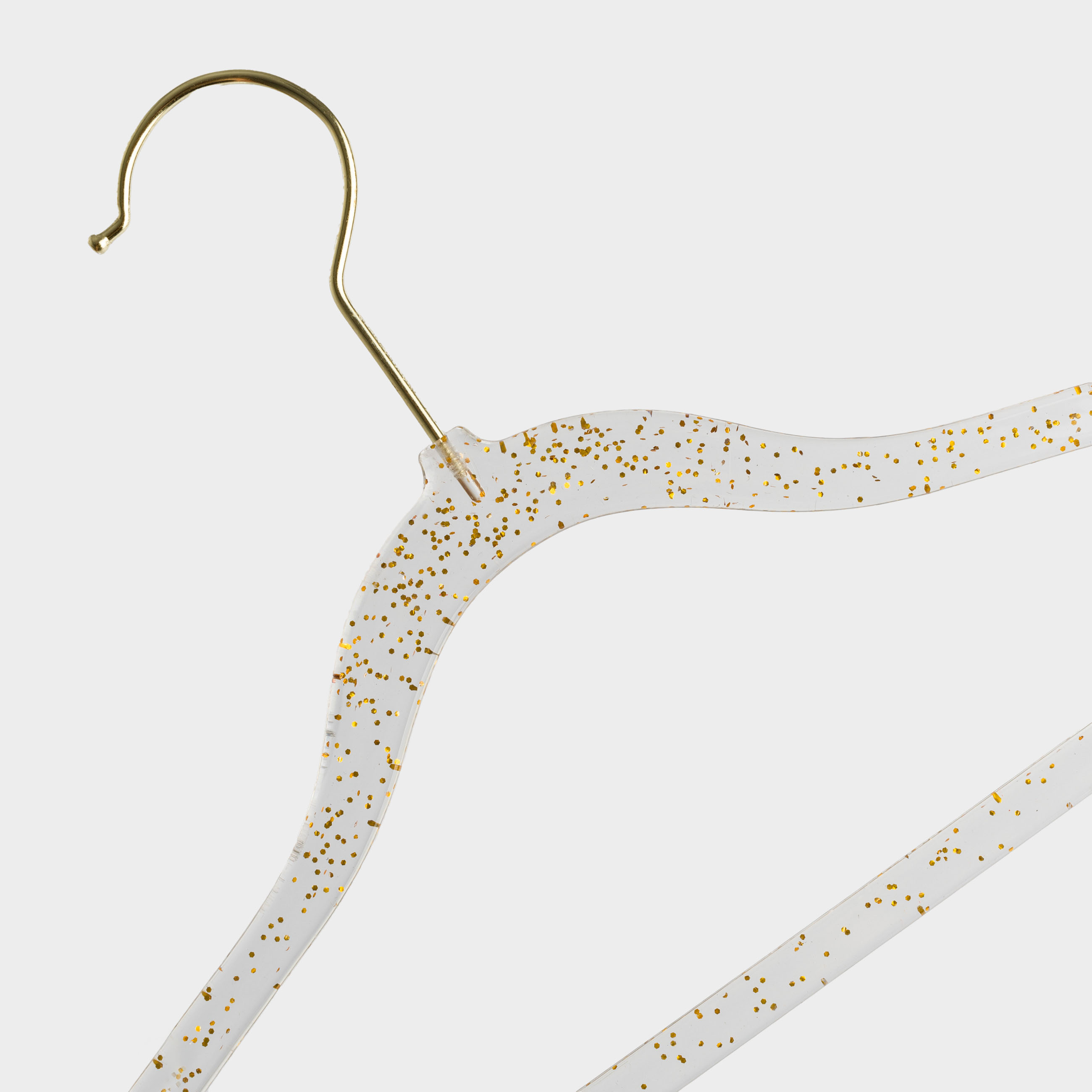 Hanger-hangers, 30 cm, 3 pcs, children's, plastic, transparent with golden sequins, Shimmer