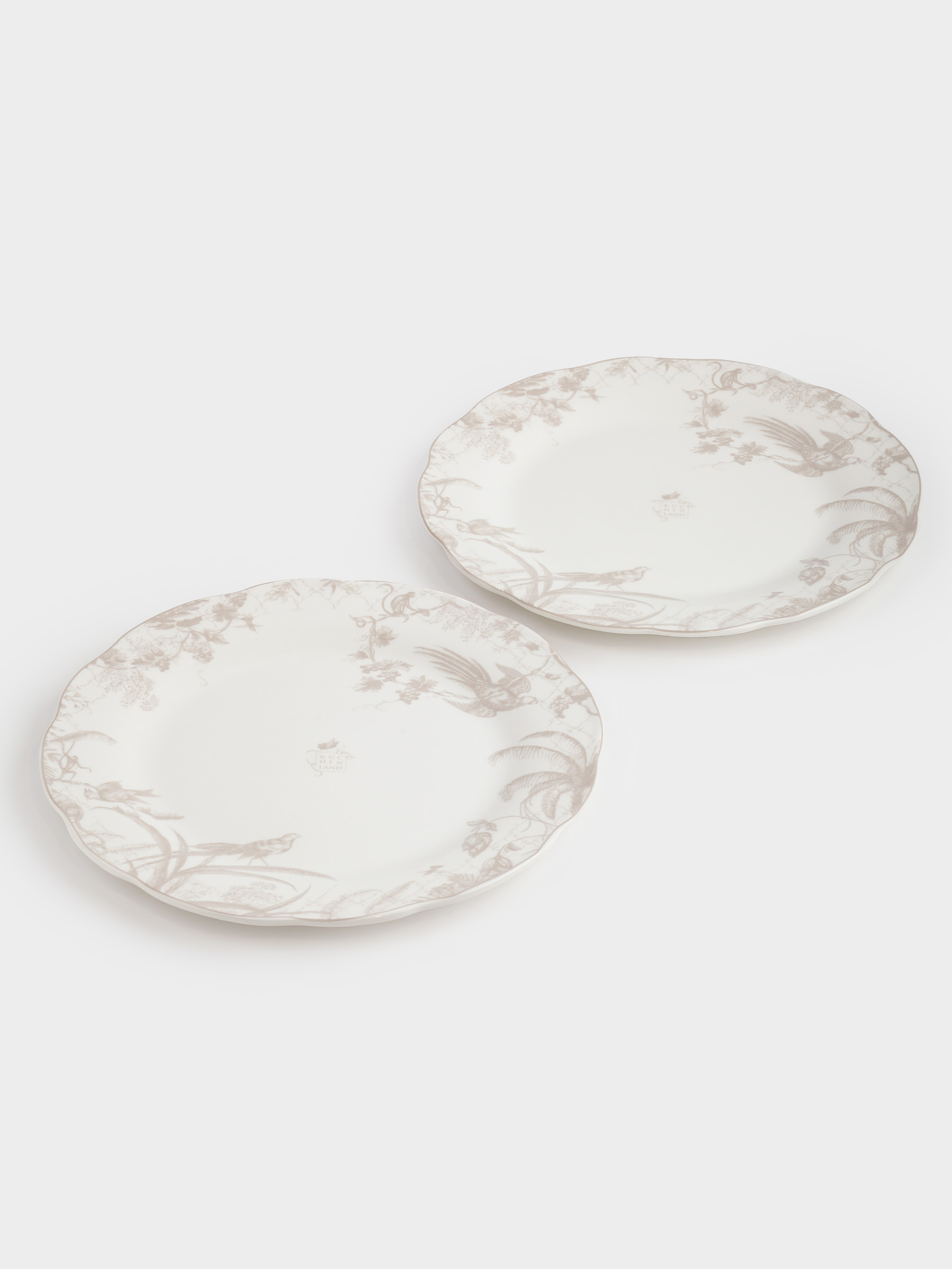 Dinner plate, 27 cm, 2 pcs, porcelain P, white and beige, Jungle, Tropical, image-2