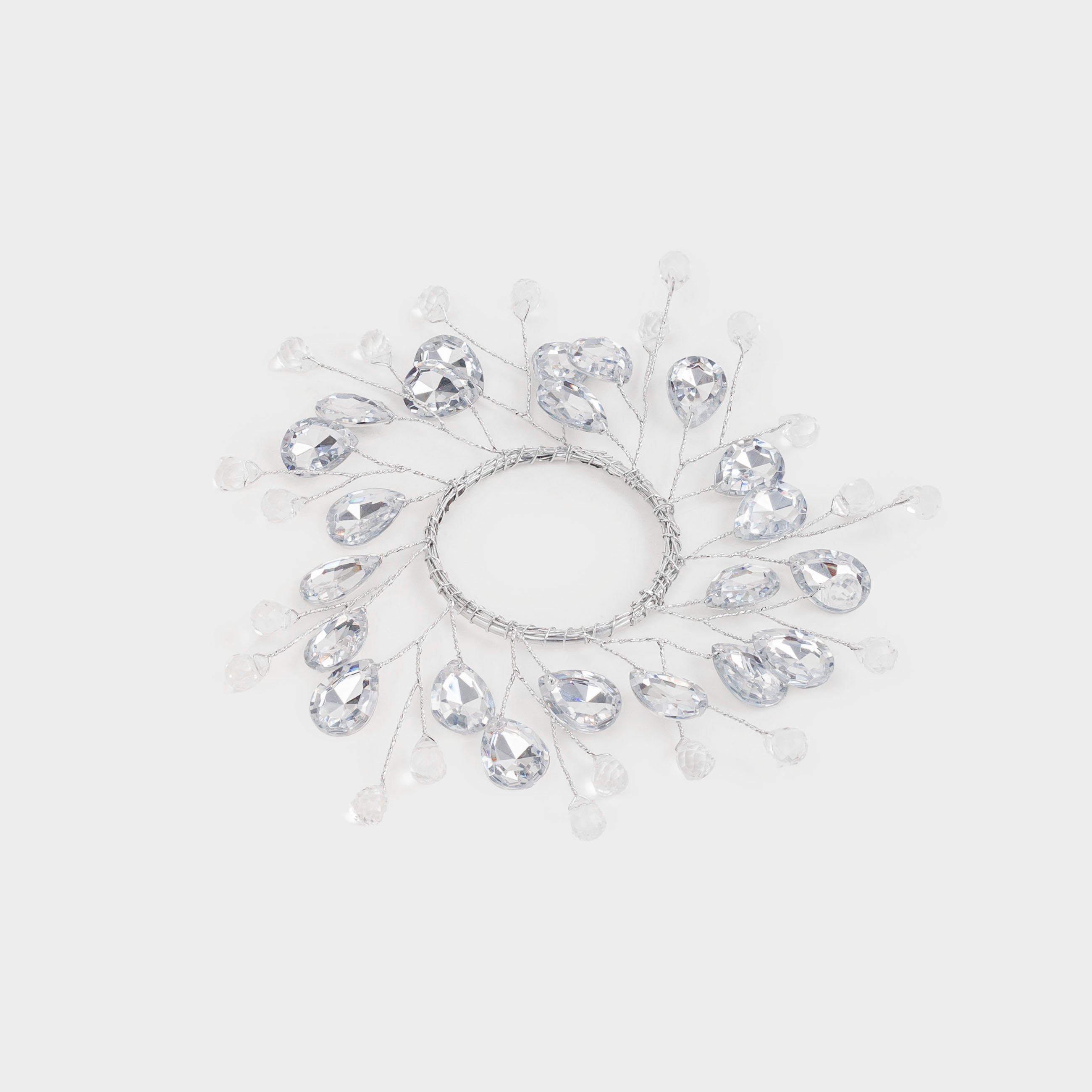 Napkin ring, 5 cm, plastic / acrylic, silver, Crystals, Crystal decor