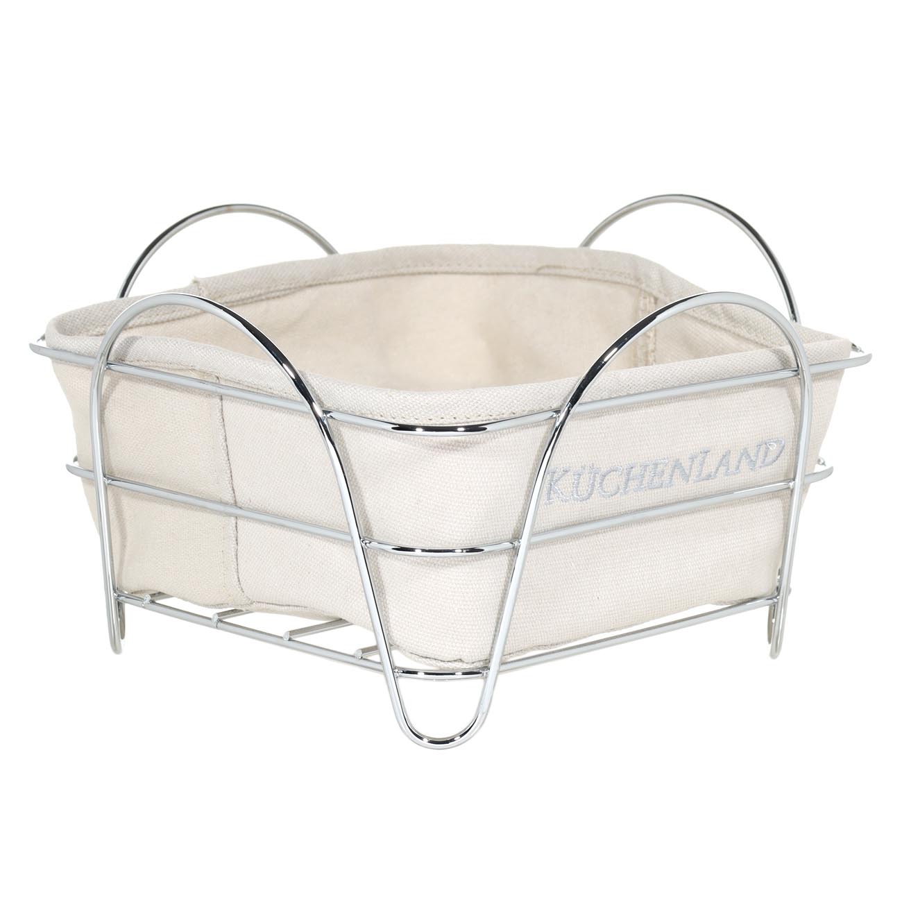 Bread basket, 21x21 cm, cotton/metal, square, Grey/silver, Twist silver