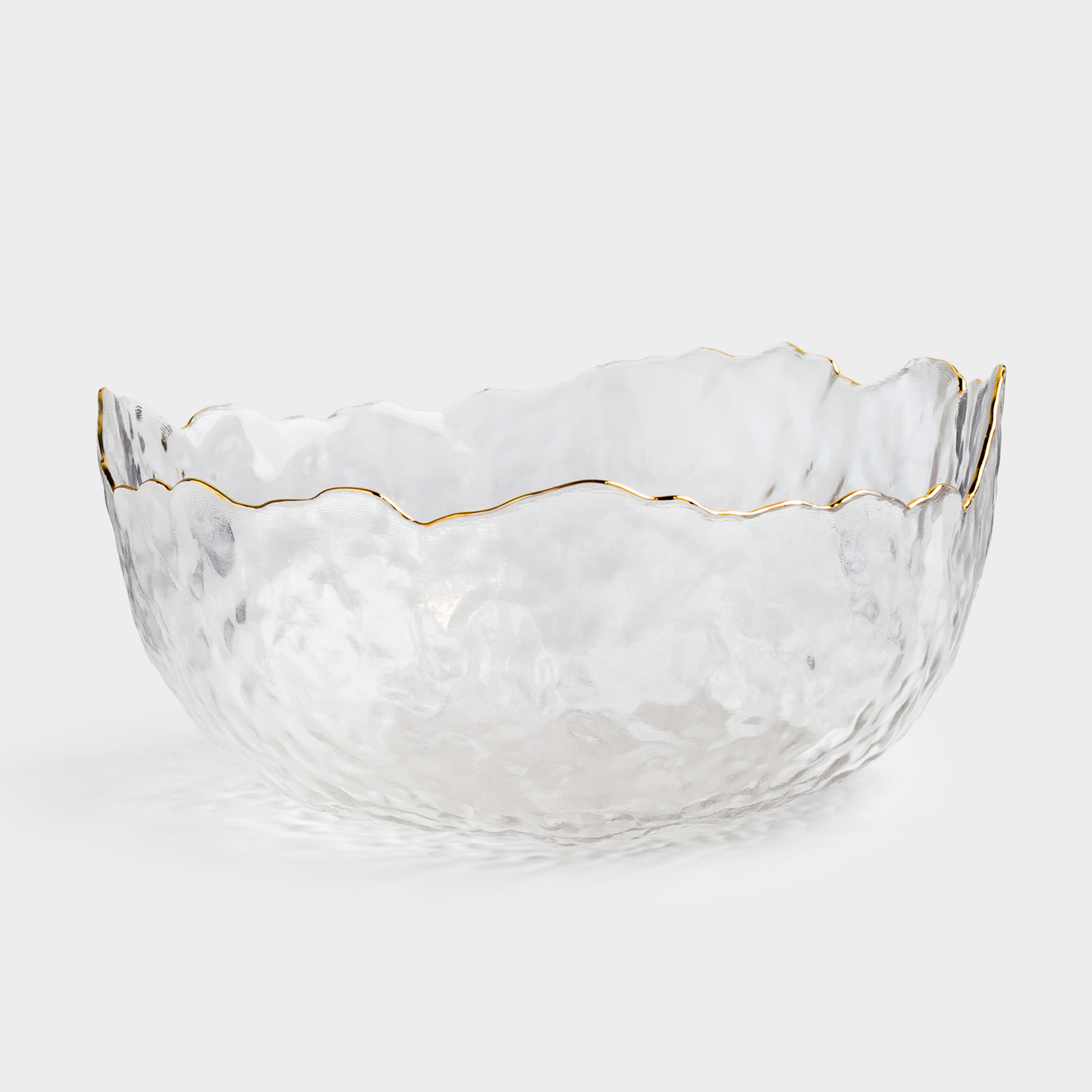 Salad bowl, 20x9 cm, 1,1 l, glass, with golden edging, Nautilus gold, image-0