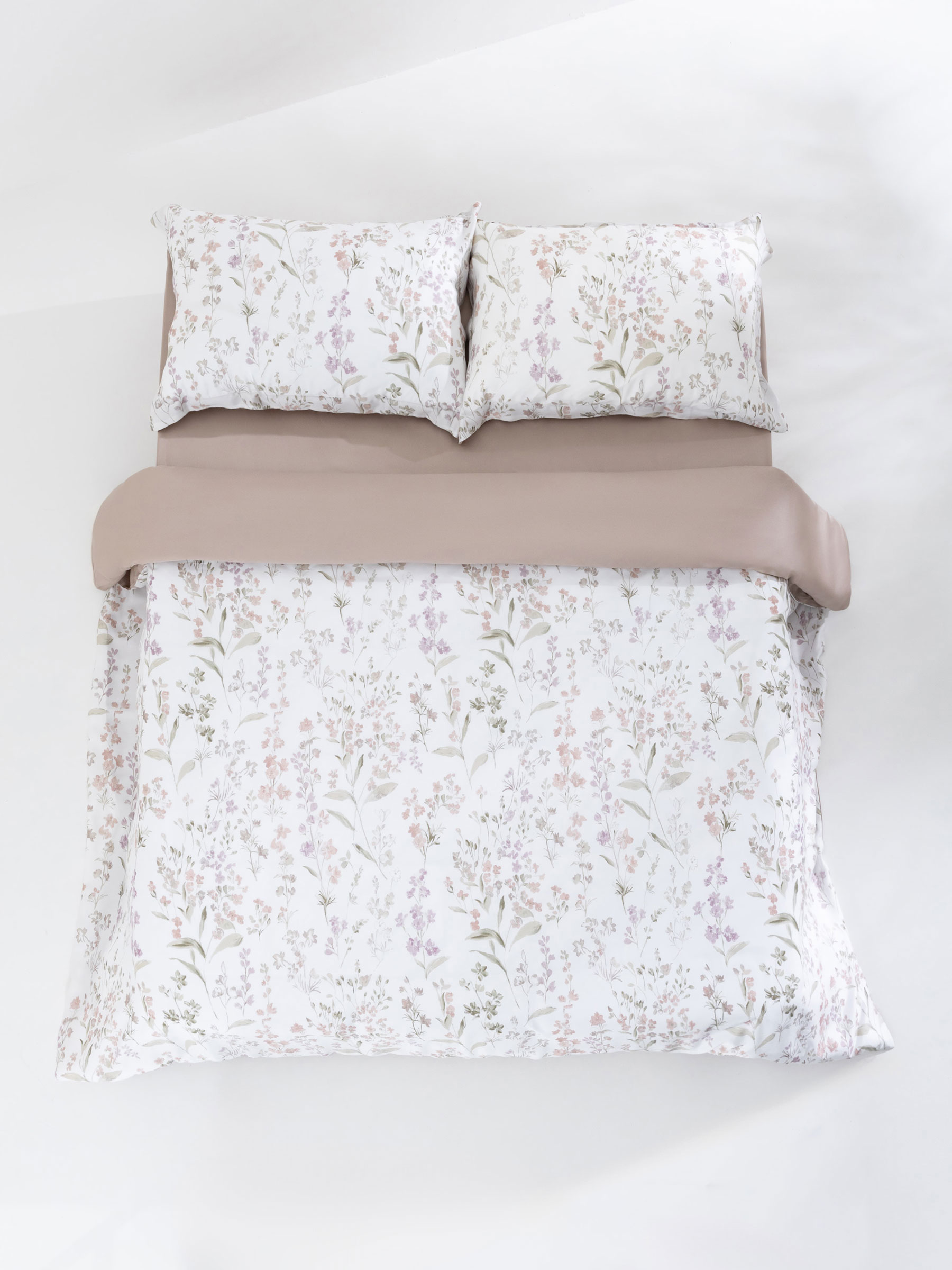 Bed linen set, euro, tencel 300 TC, milky beige, Branches, Tencel, image-1