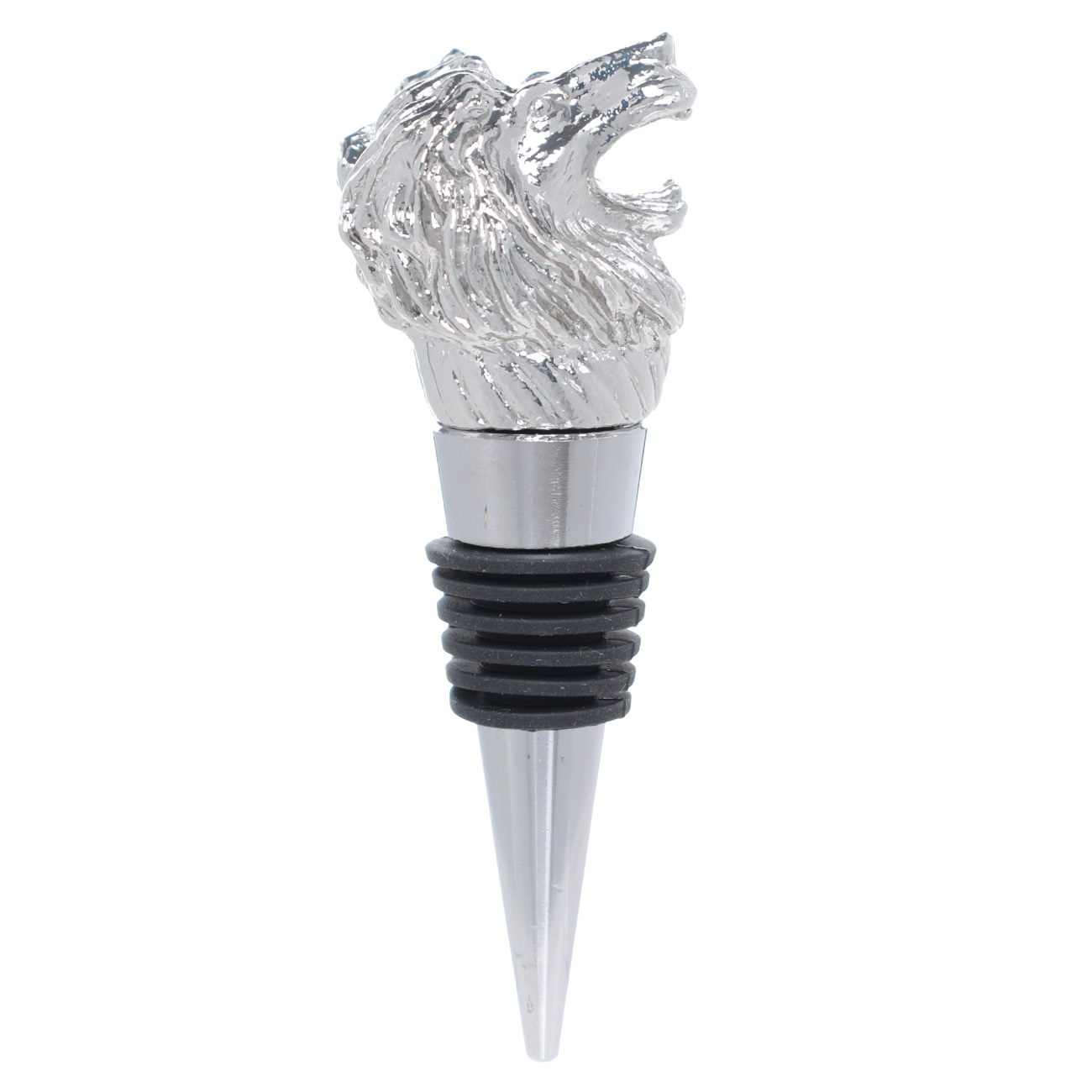 Wine bottle stopper, 10 cm, metal, Lion, Leo, image-2