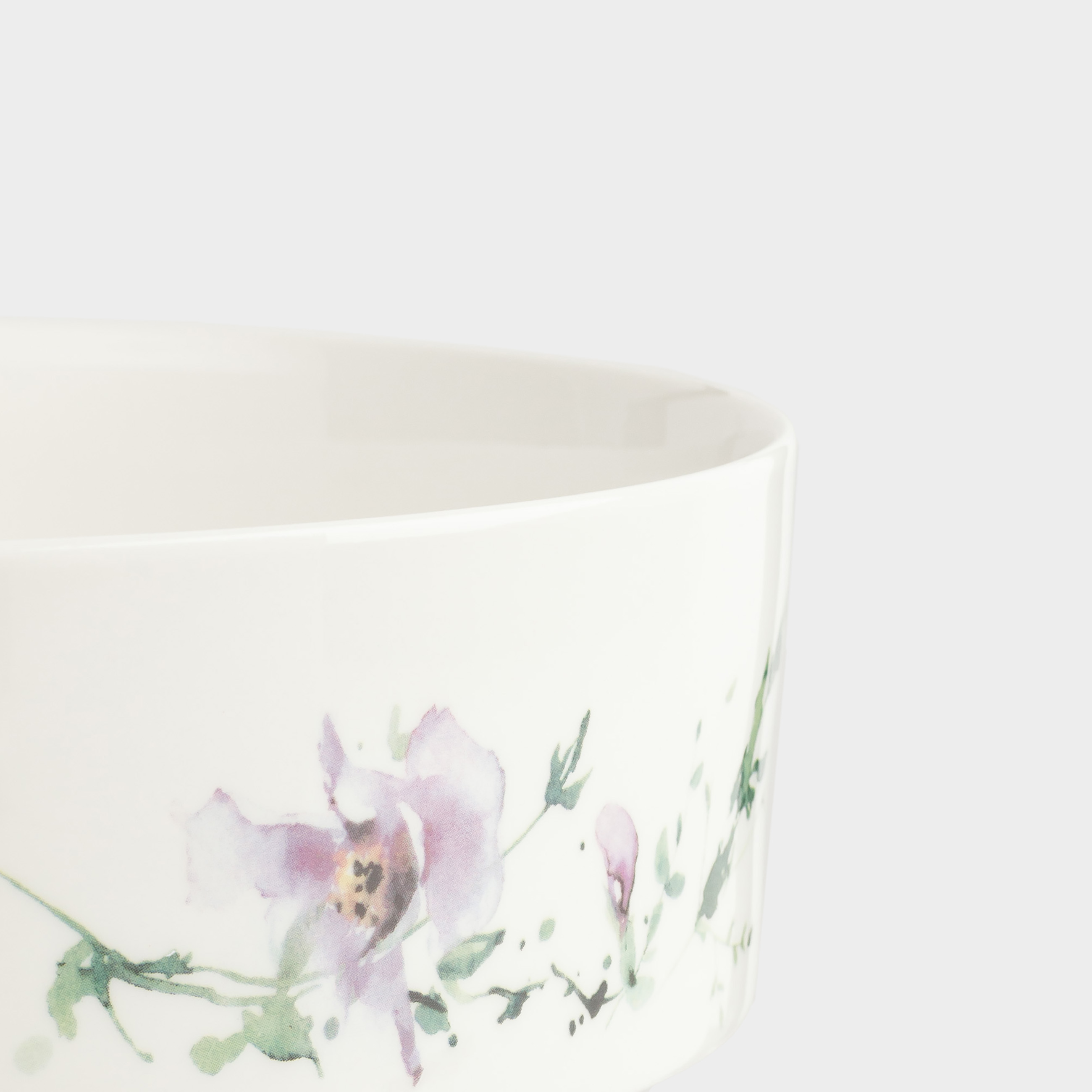 Dish, 23x6 cm, with sides, porcelain N, white, Lilac flowers, Floret