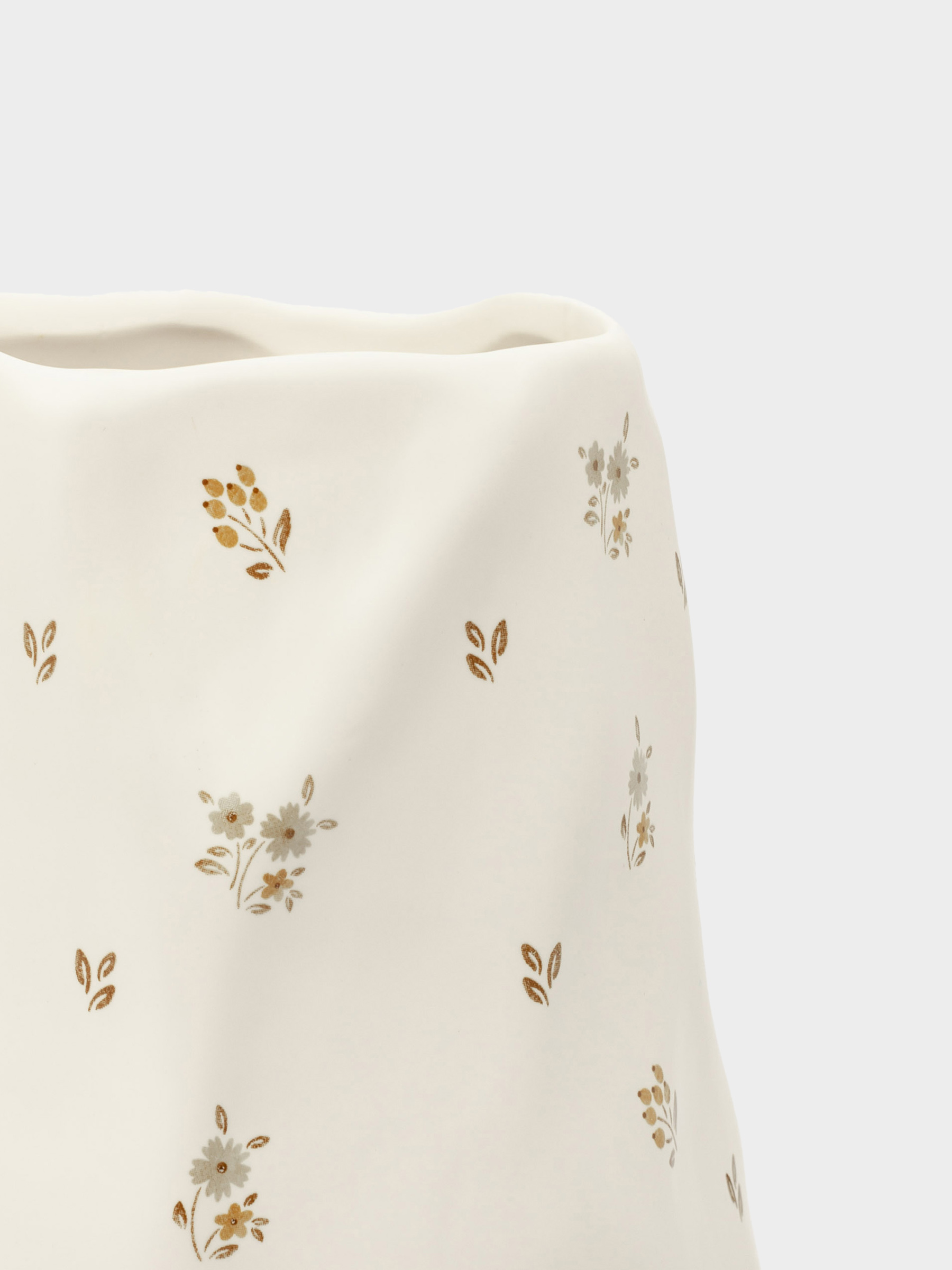 Flower vase, 20 cm, ceramic, milky, Vintage flowers, La flore, image-3