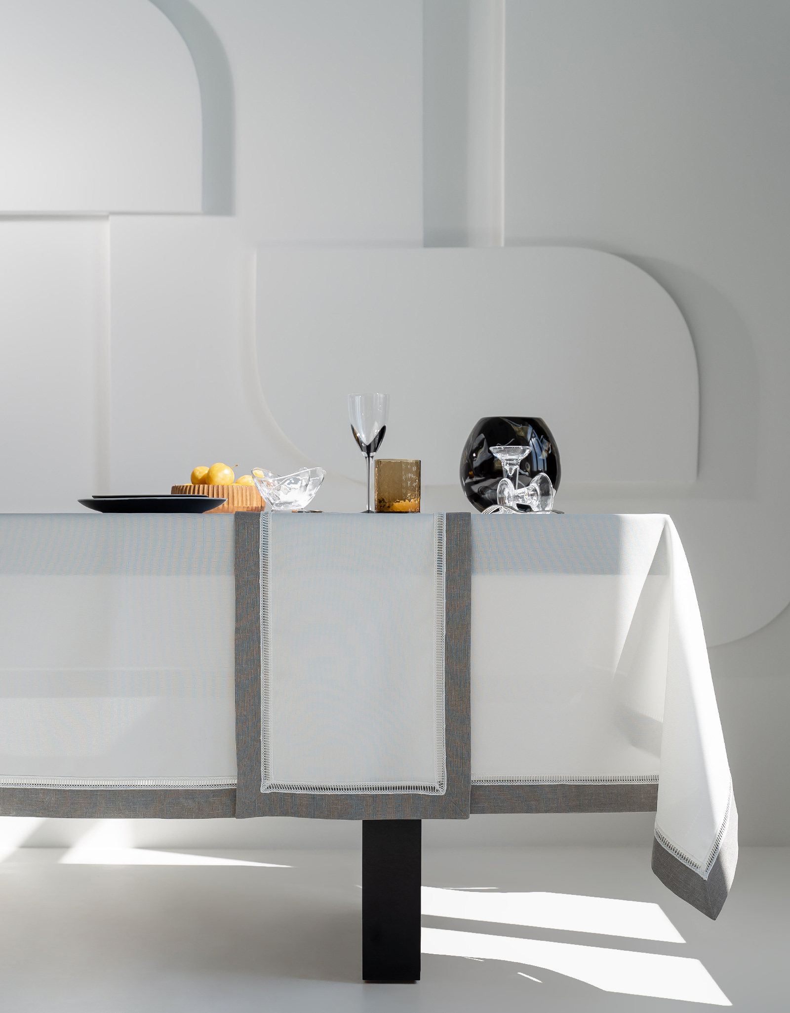 Table runner, 40x160 cm, polyester, white-gray, milkyy way