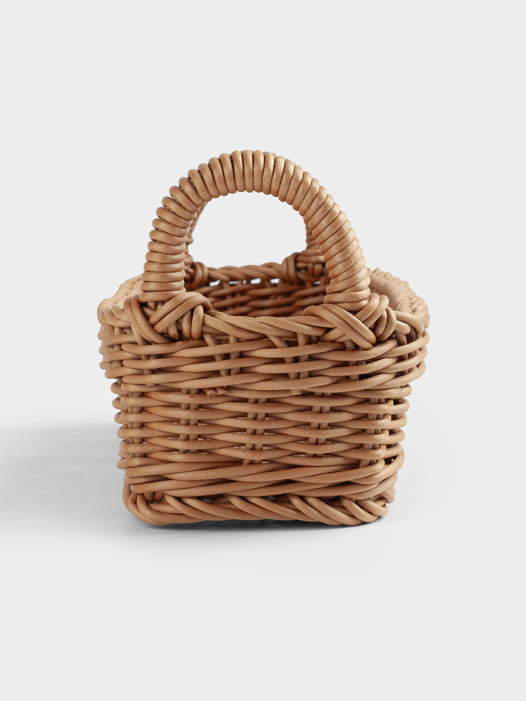Grocery basket, 28x11 cm, with handles, rattan, rectangular, Brown, Twig, image-5