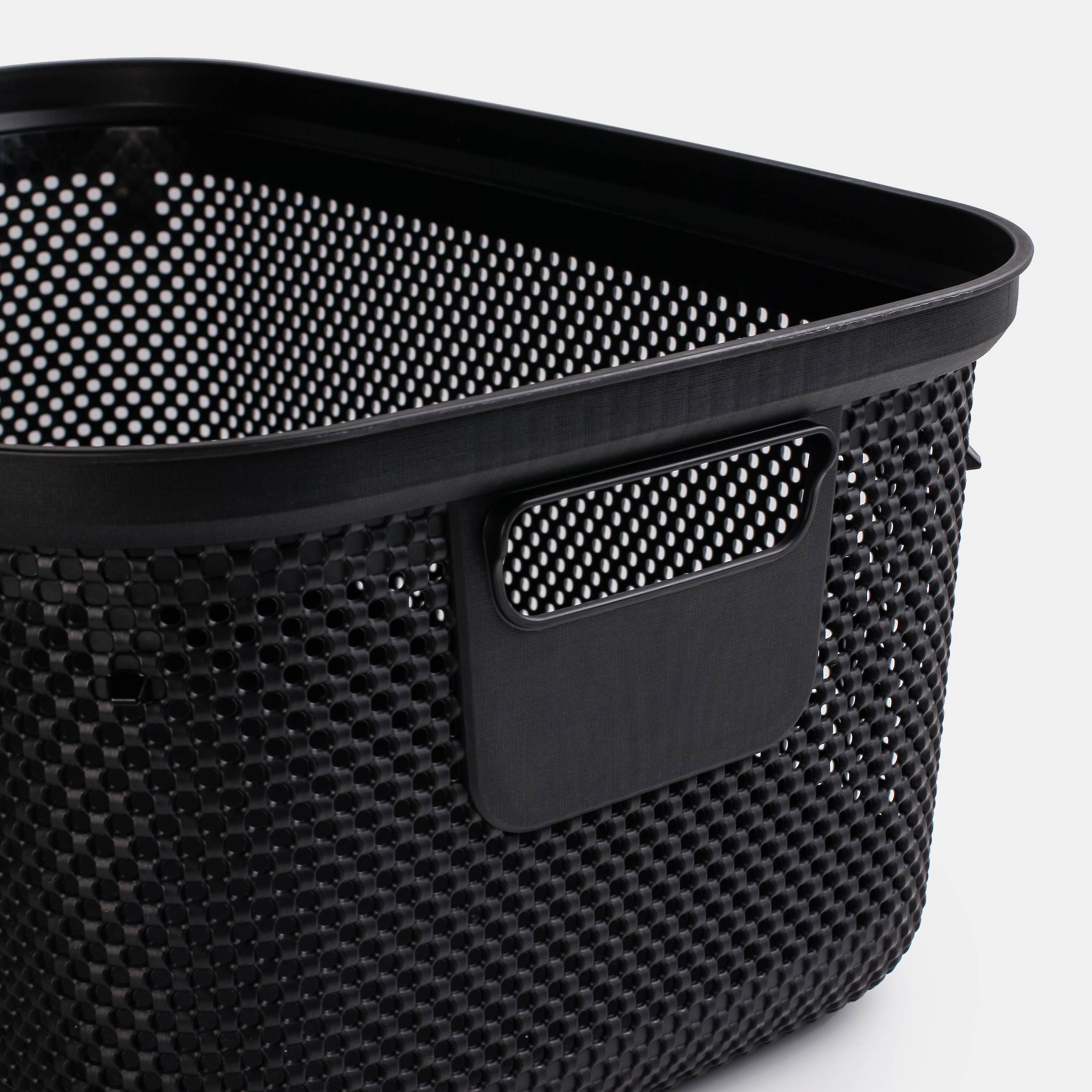 Laundry basket, 52x35x22 cm, with handles, plastic, rectangular, black, Nickel