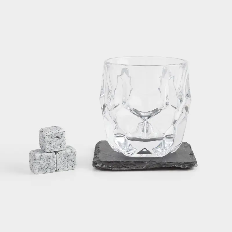 Whiskey set, 1 person, 5 items, in a box, glass / cubes/stand, glass / marble/slate, Bar ,image-0