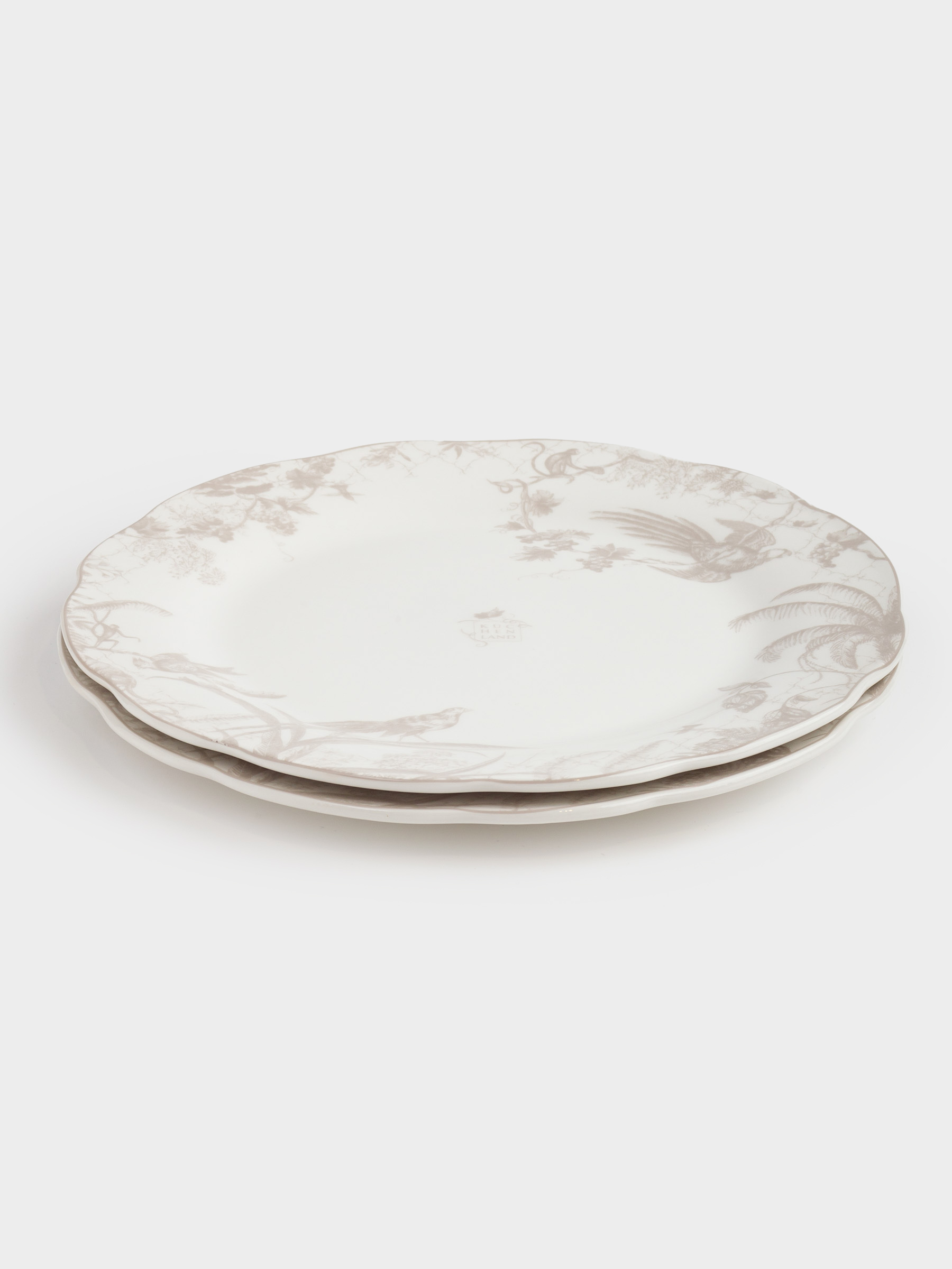 Dinner plate, 27 cm, 2 pcs, porcelain P, white and beige, Jungle, Tropical, image-1