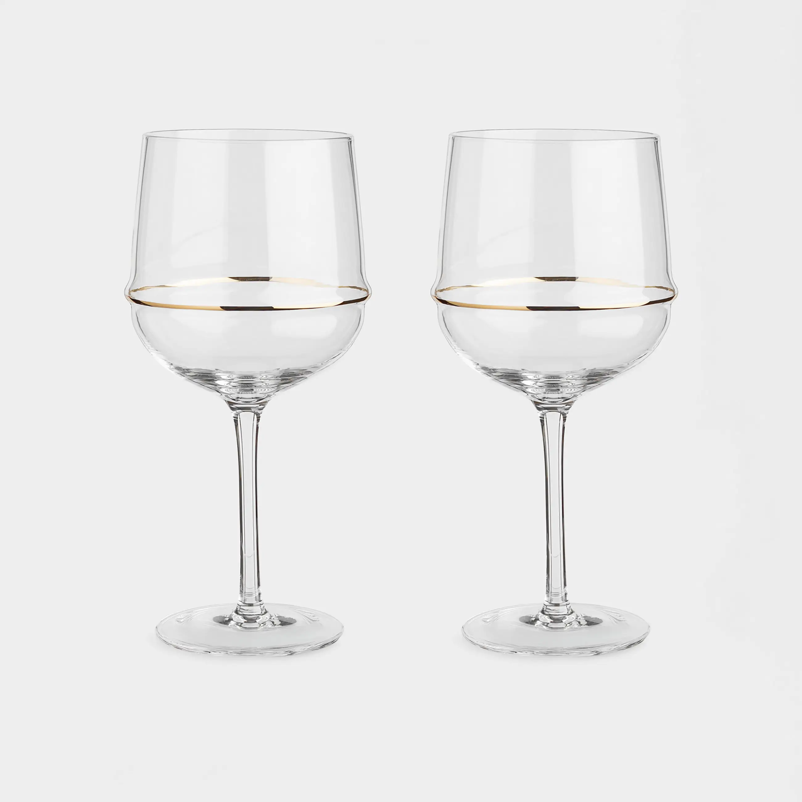 Drinking glass, 510 ml, 2 pcs, Crystal glass, Golden ring, Rivello