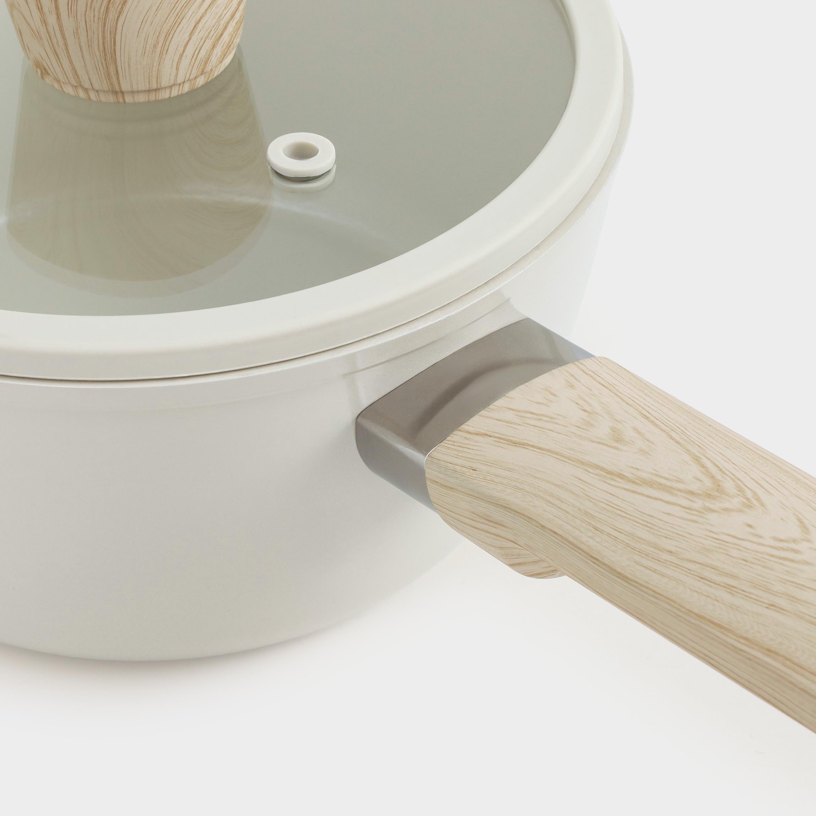 Saucepan, 16 cm, 1.3 l, with lid, coated, aluminum, milky, Sentimentality