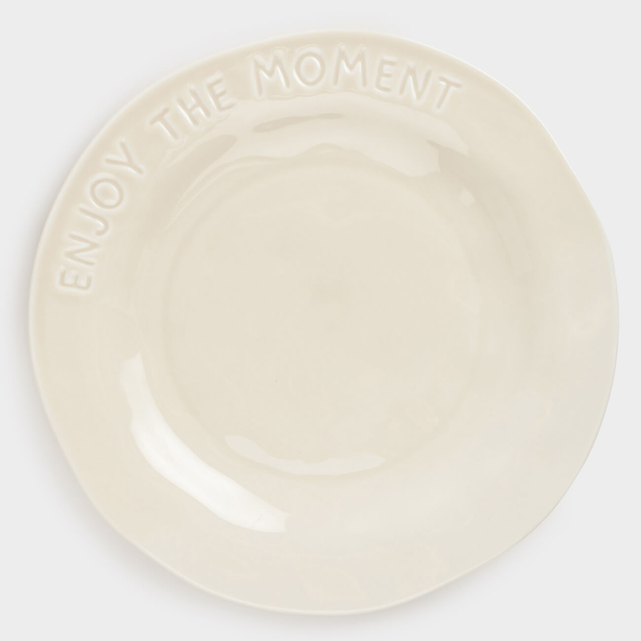 Dinner plate, 27 cm, porcelain P, milky, Enjoy the moment, Crumple words