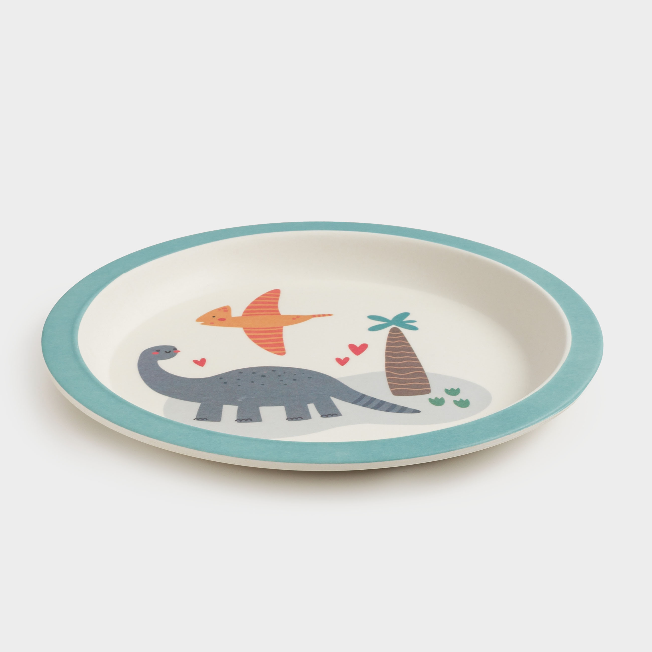 Snack plate, children's, 21 cm, bamboo, blue, Dinosaurs, Dino, image-2