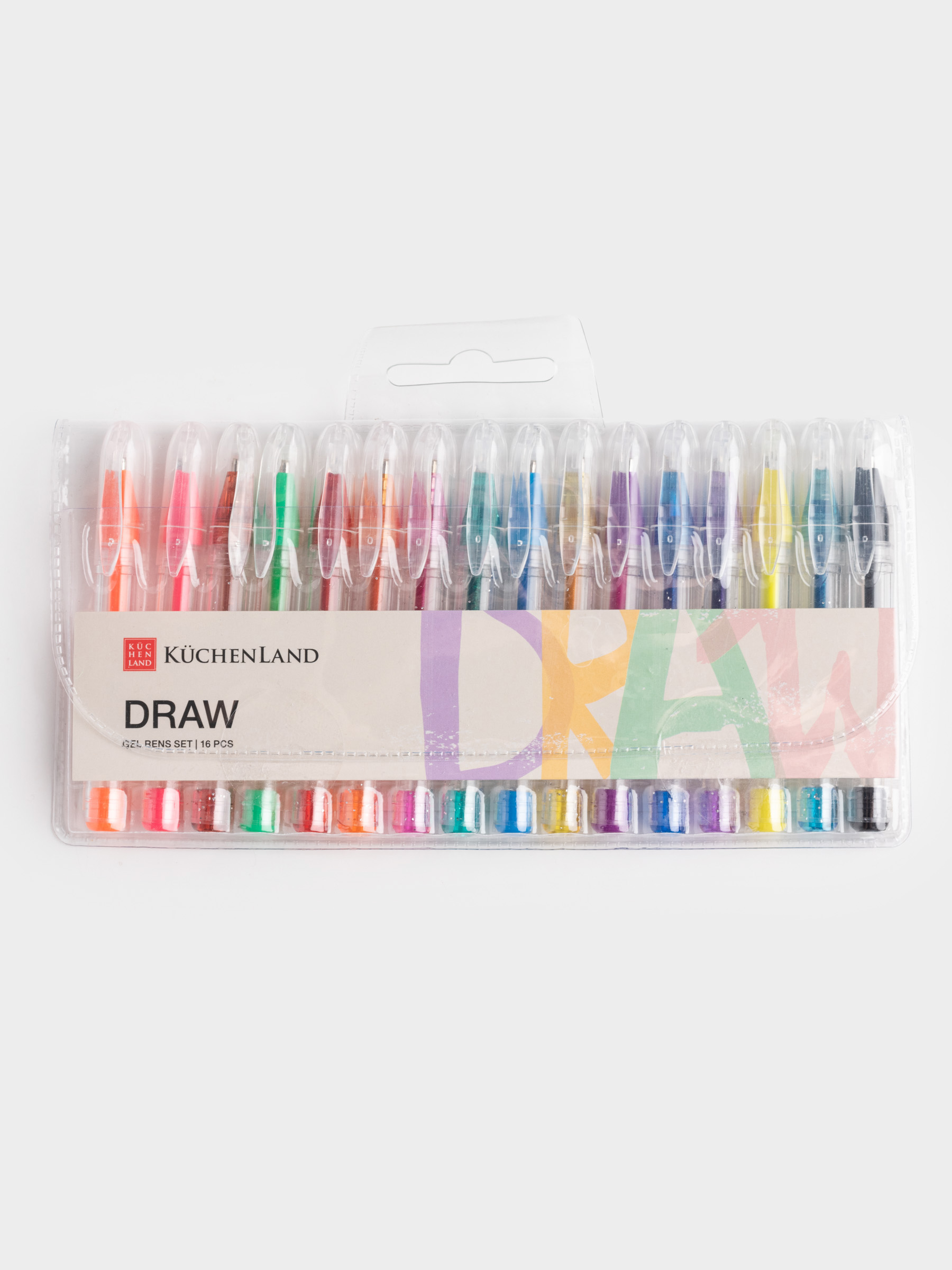 Set of gel pens, 16 pcs, plastic, colored, Little, Draw, image-1