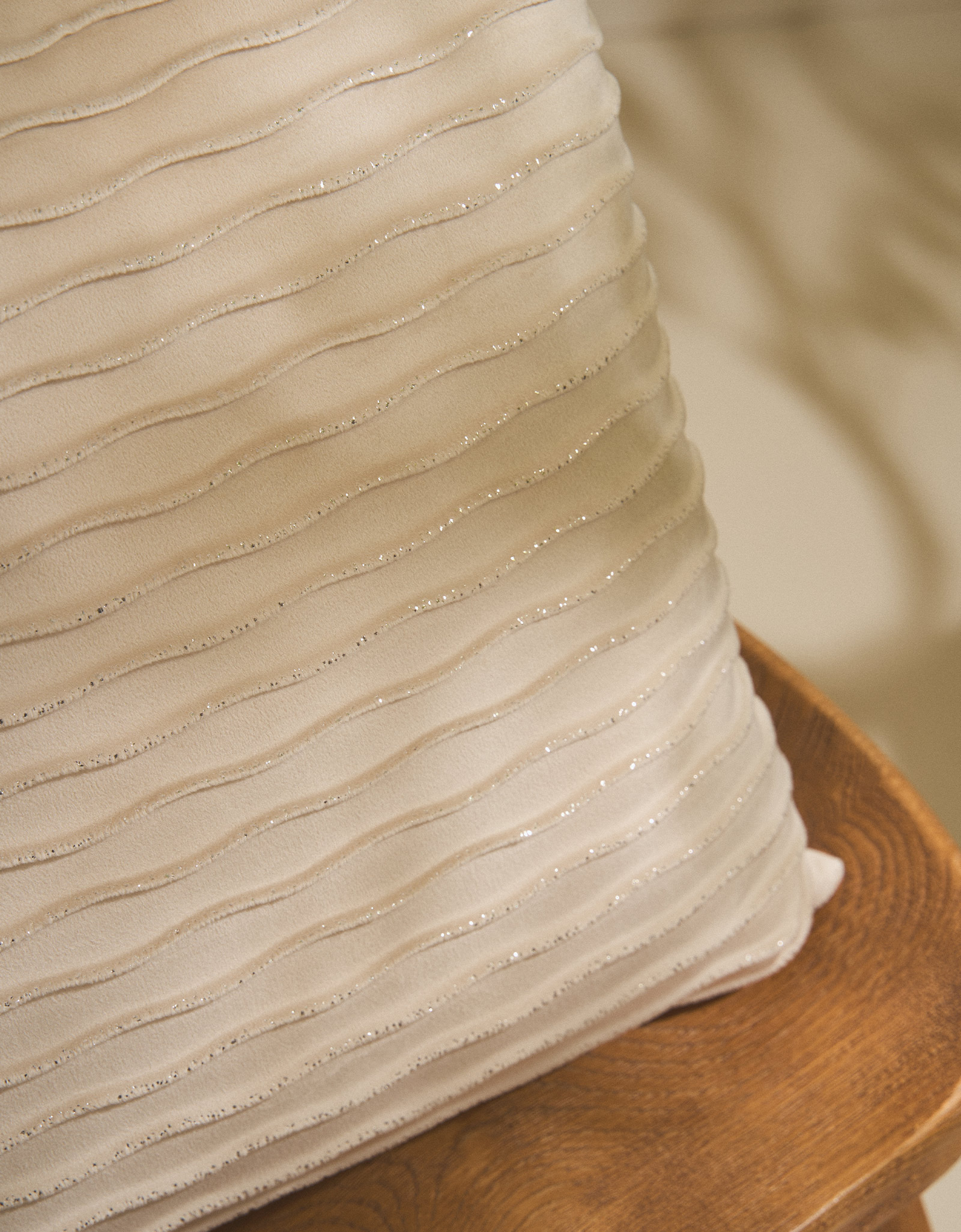 Decorative pillow, 43x43 cm, velvet, milky silver, Waves, Abstract, image-4