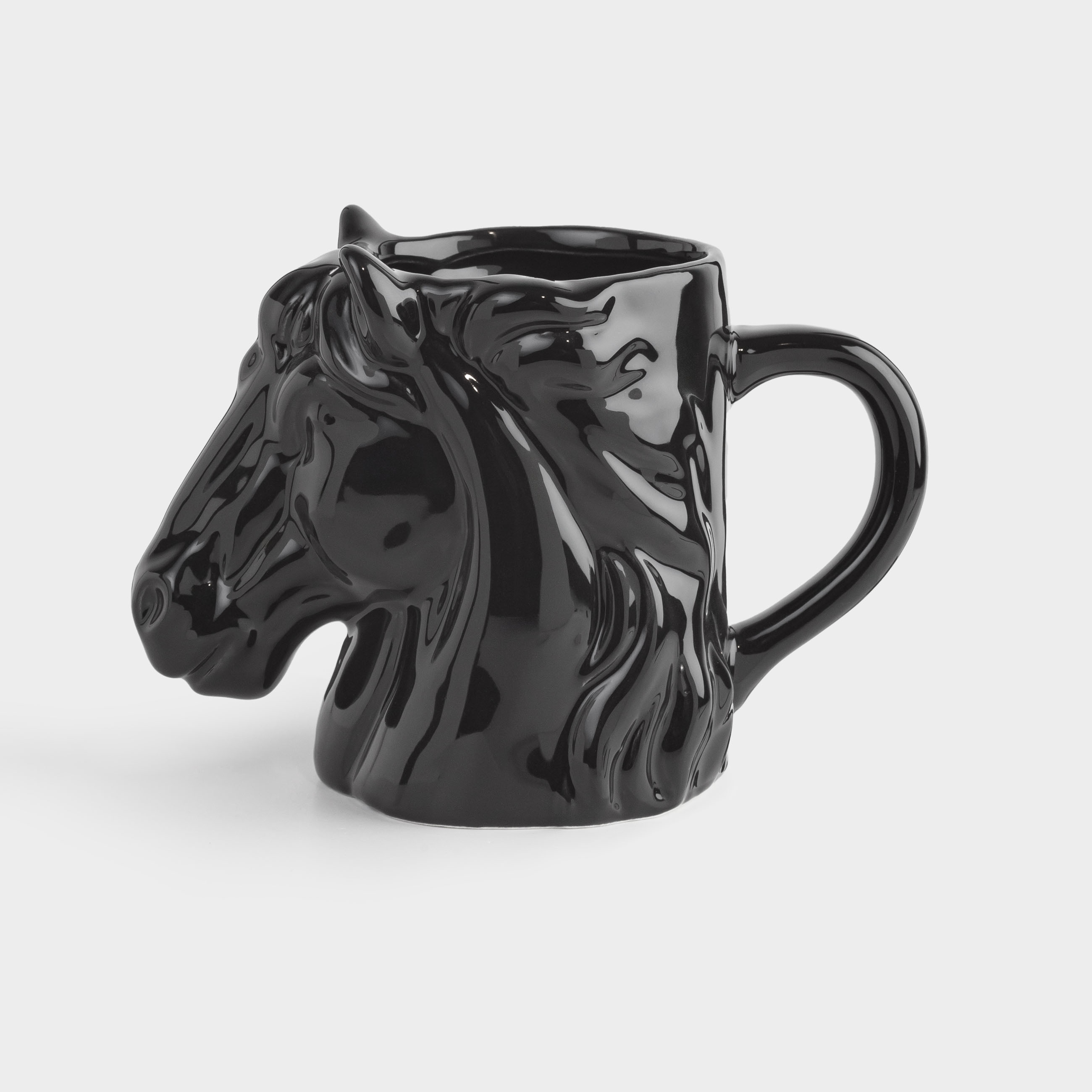 Mug, 500 ml, ceramic, black, Horse head, Horse, image-0