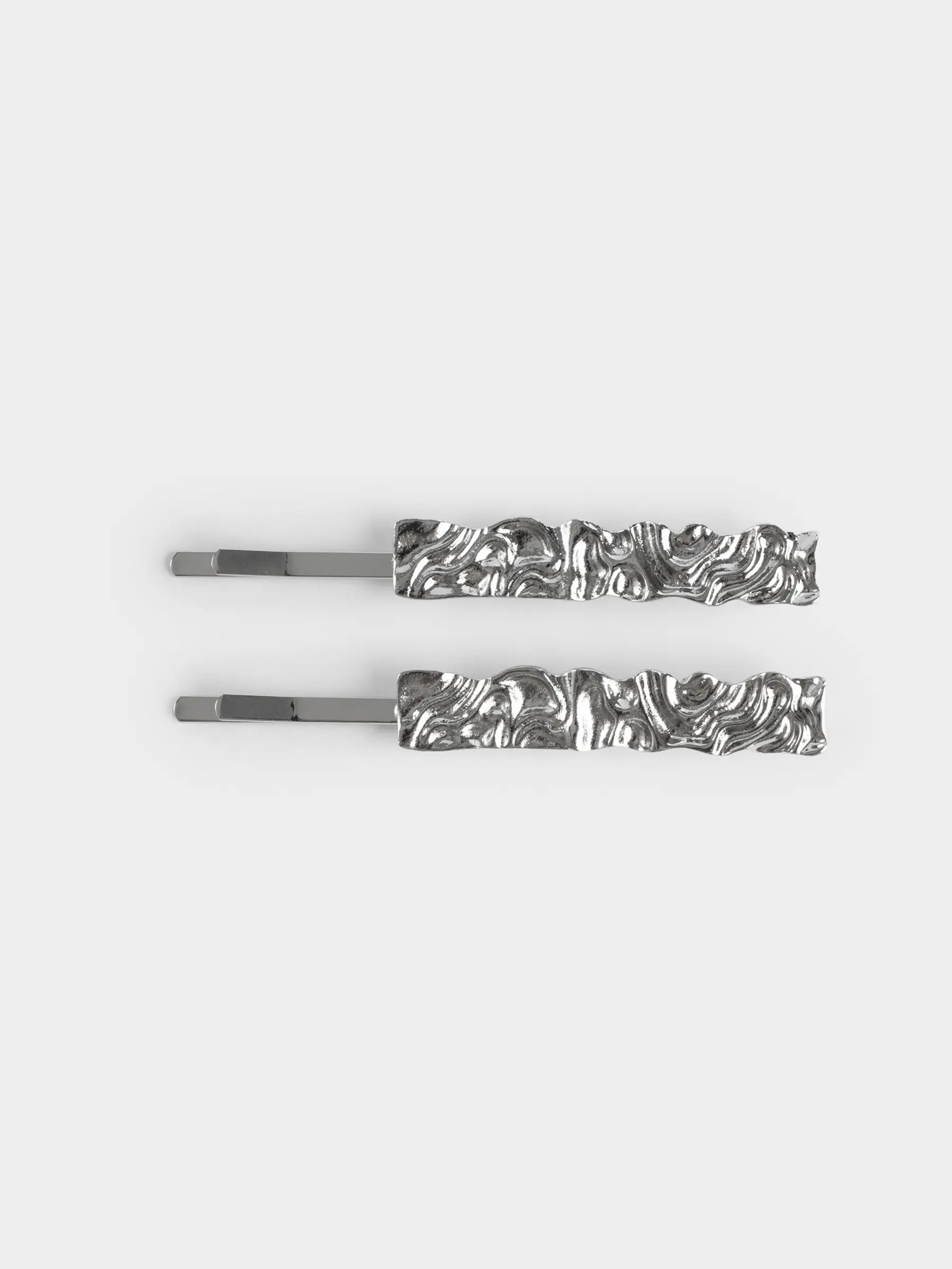 Hair clip, 6 cm, 2 pcs, metal, silver, Gediegen