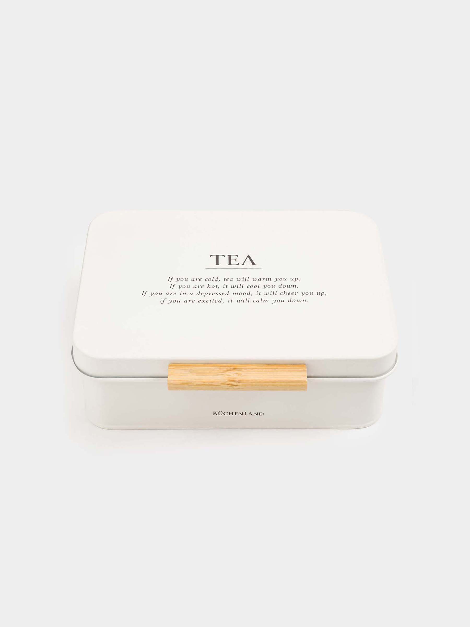 Tea storage box, 22x17 cm, 6 compartments, metal / wood, rectangular, milky, Course, image-1