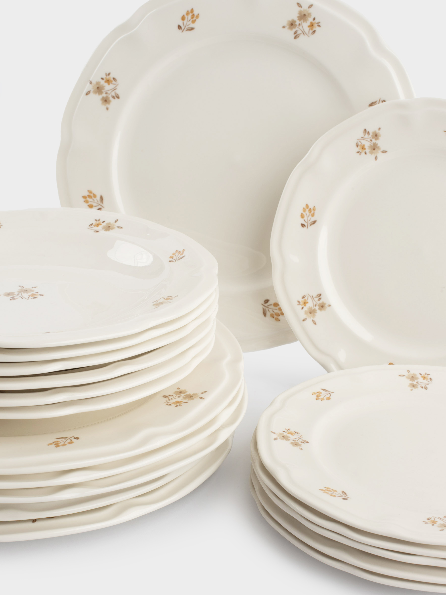 Dinner set, 6 persons, 18 items, porcelain N, white, Vintage flowers, La flore, image-4