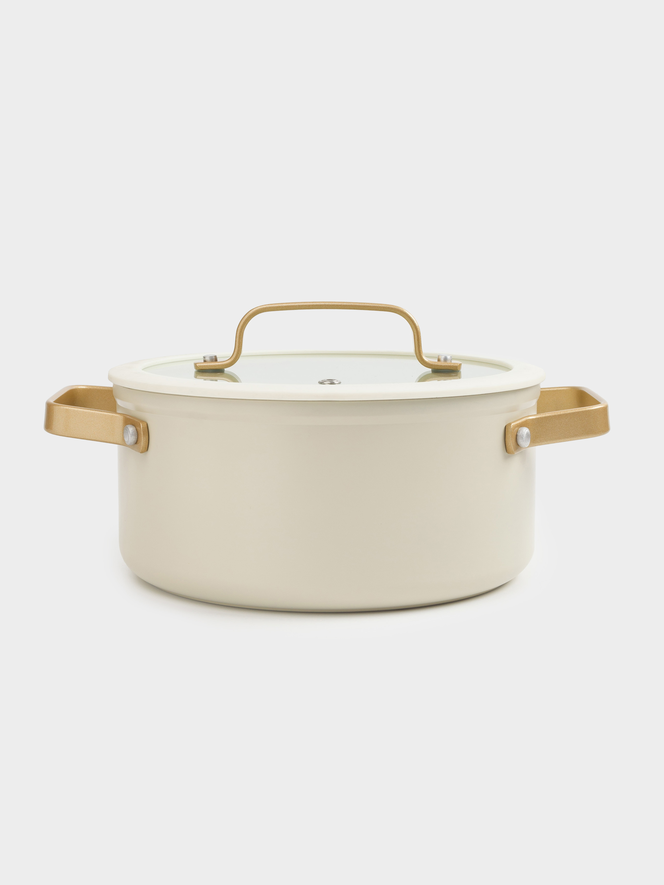 Pot, 20 cm, 2.8 l, with lid, coated, aluminum, milky, Piatto gold, image-4
