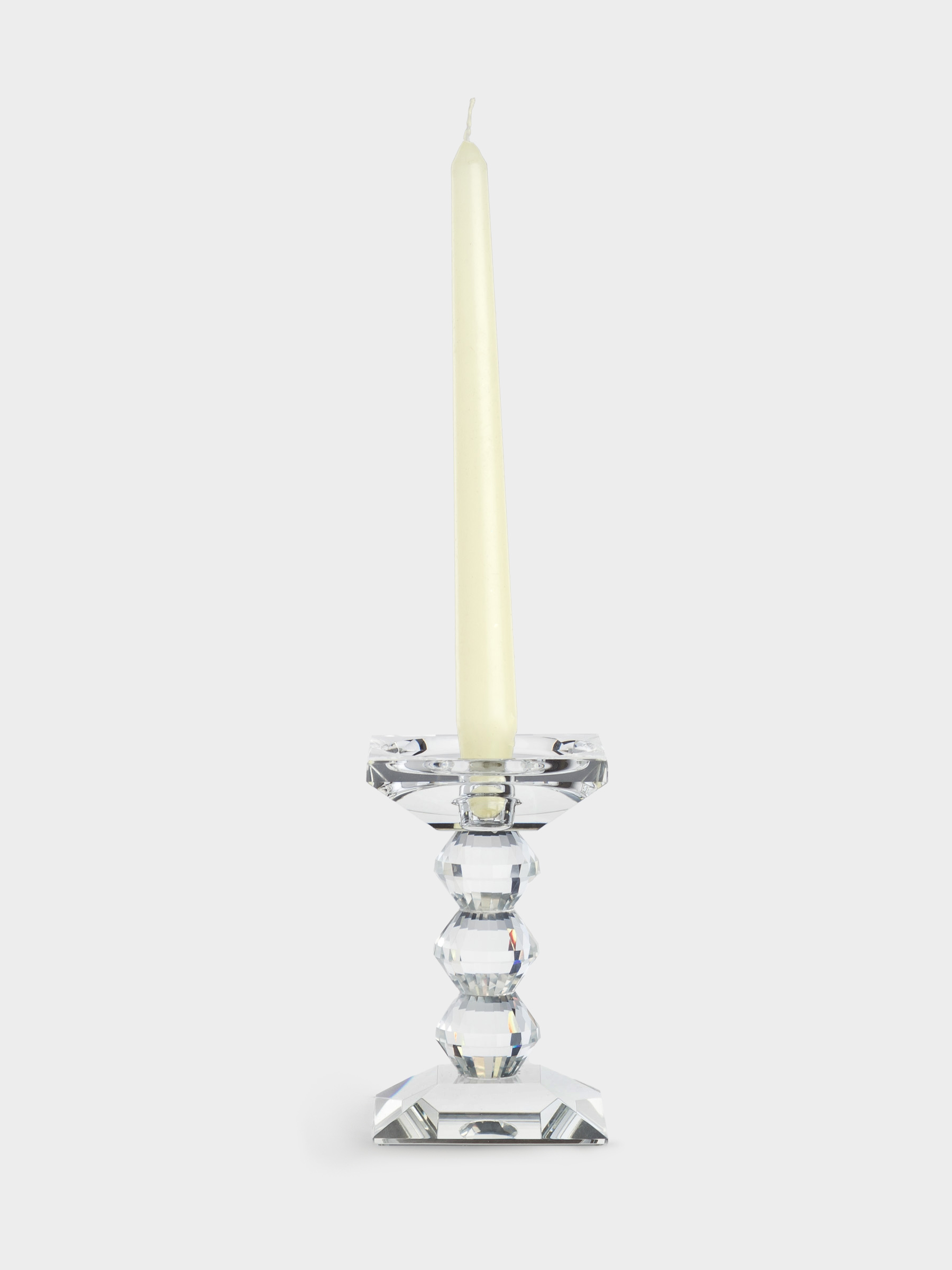 Candle holder, 15 cm, for cylindrical / thin candles, on a leg, glass, Lux crystal, image-5