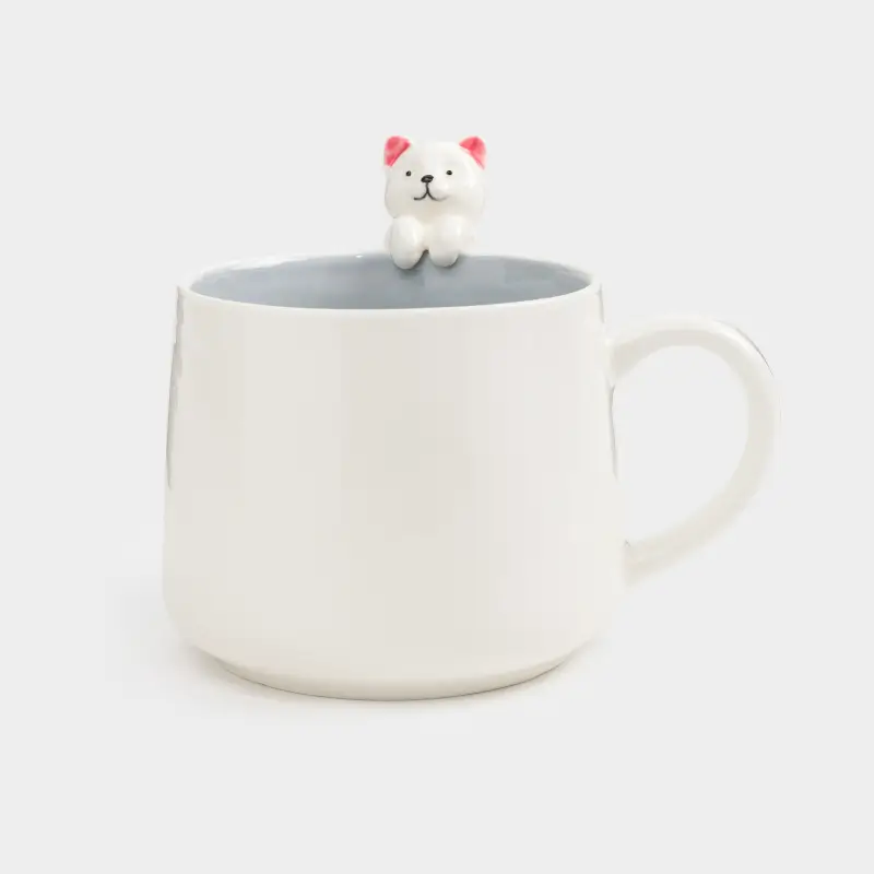 Children's mug room, 360 ml, porcelain P, white-gray, kitten, friend ,image-0