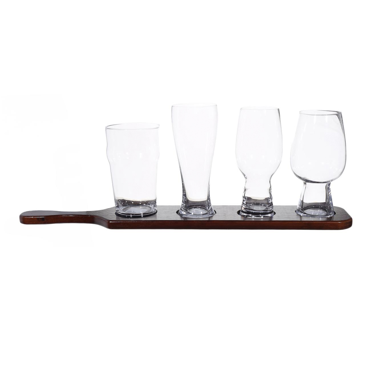 Set of beer glasses, 4 pcs, on a stand, glass / wood, Noble tree
