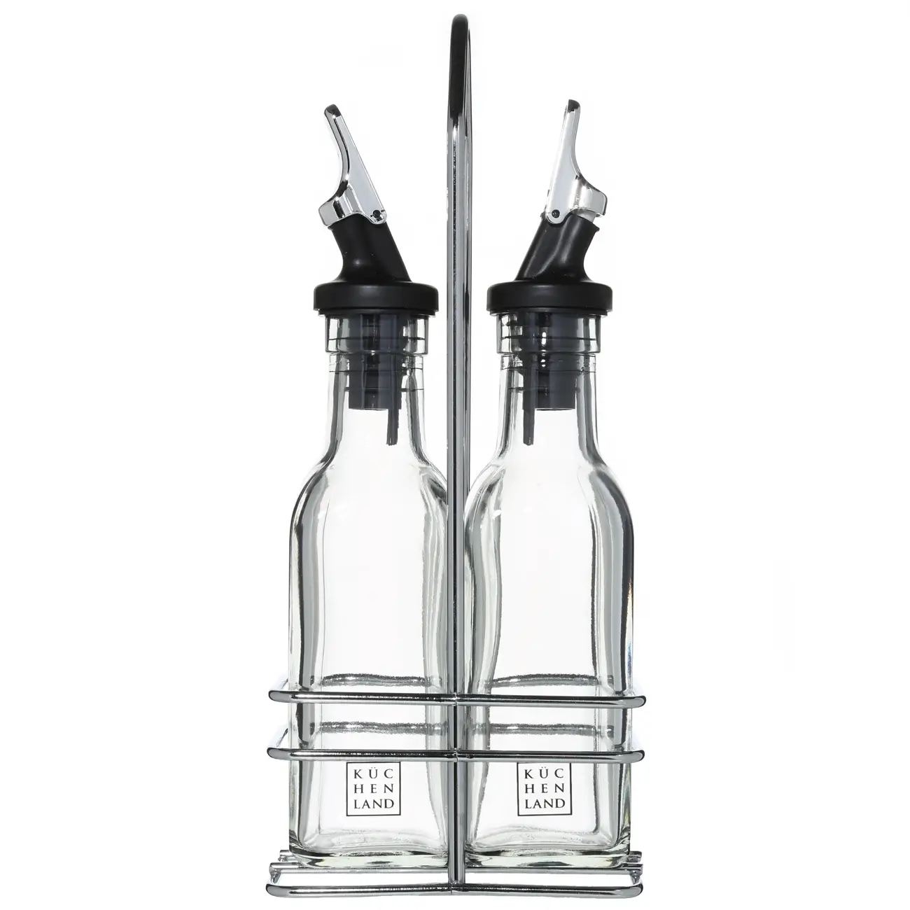 Oil and vinegar set, 150 ml, 2 pcs, on a stand, glass / metal, Comfort, image-0