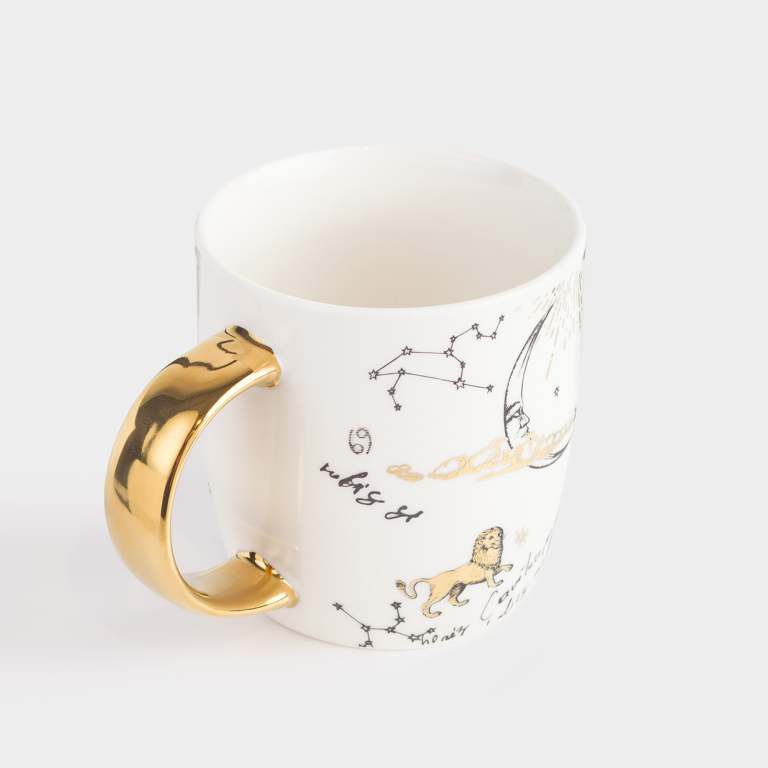 Mug, 380 ml, porcelain N, white and gold, Astrology, Zodiac, image-2