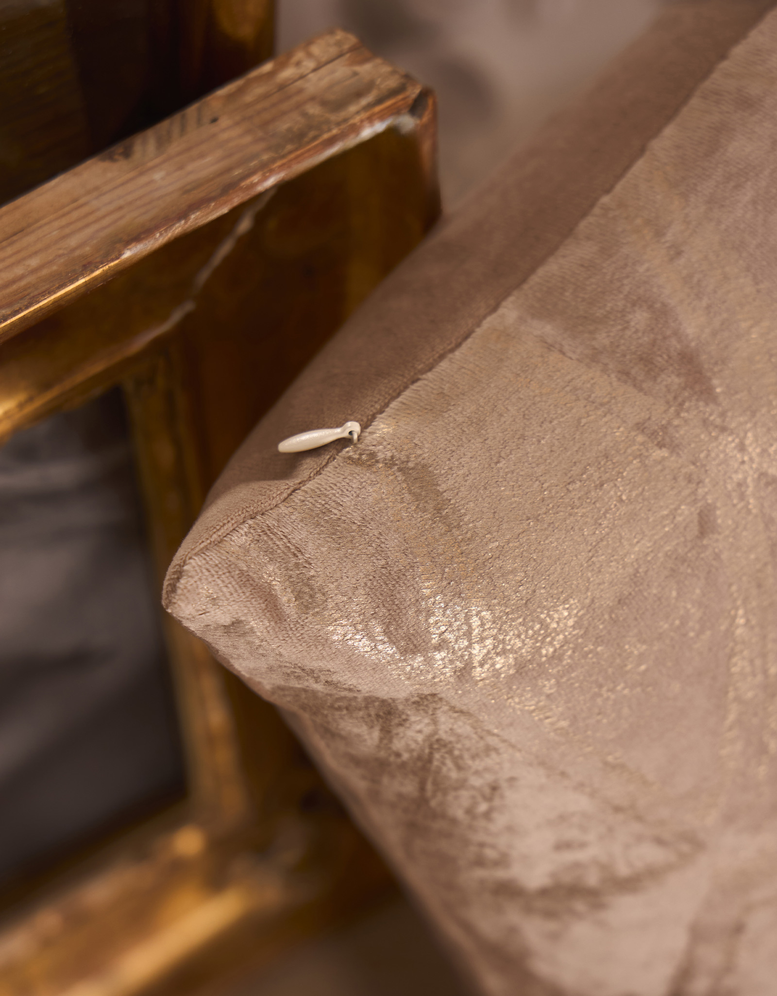 Decorative pillow, 45x45 cm, velvet, grey, Golden patterns, Abstract, image-4