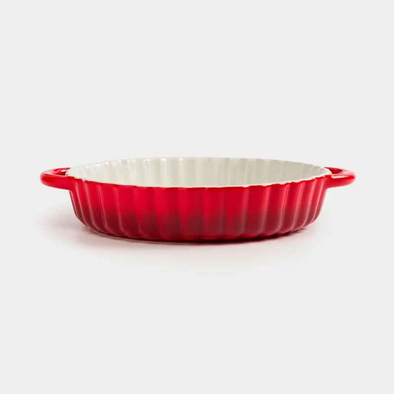 Baking dish, 25 cm, ceramic, round, burgundy, Gradient, Cakes gradient