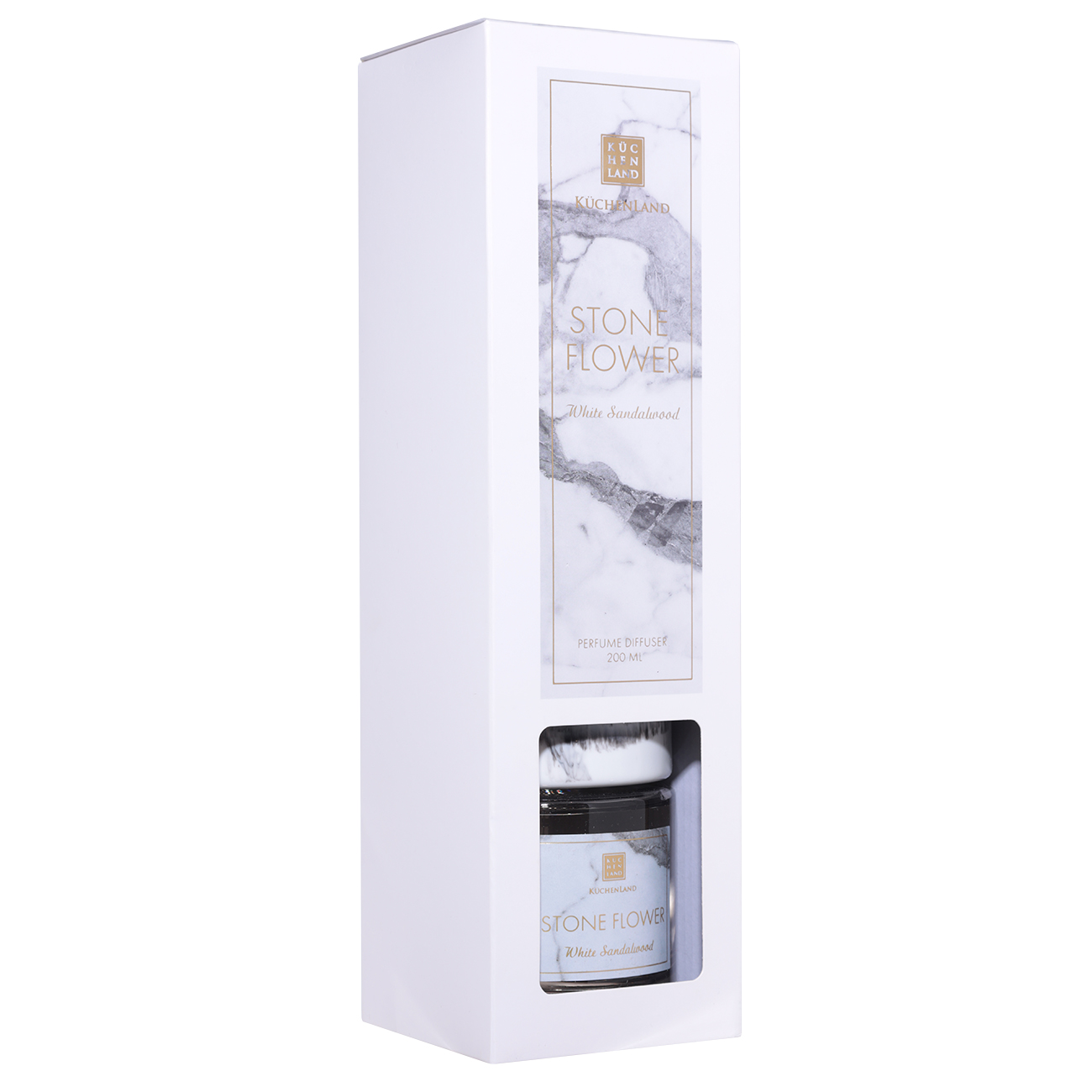 Aroma diffuser, 200 ml, White marble, White Sandalwood, Stone flower