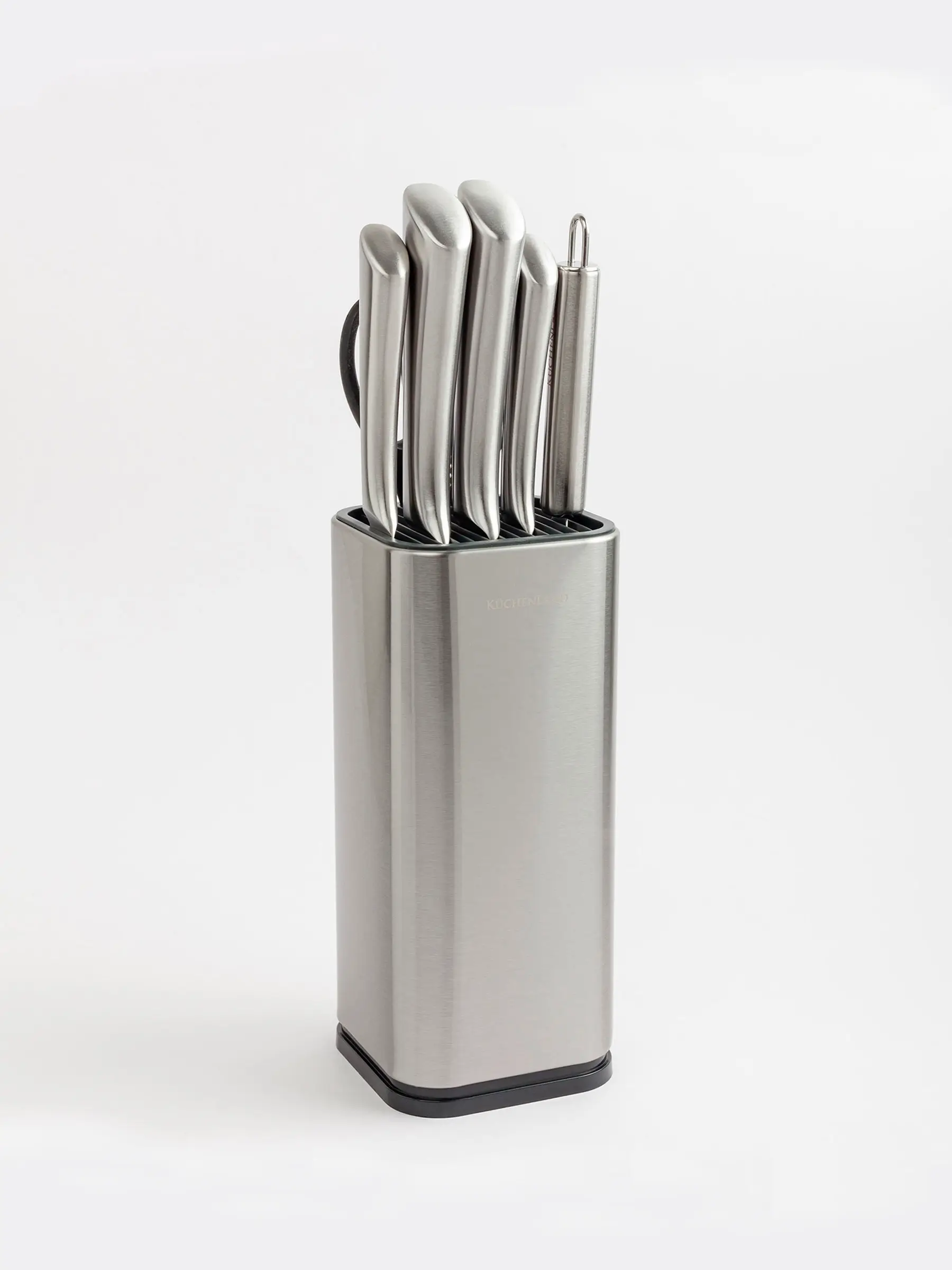 Knife set, 6 pcs, in stand, with peeler / scissors, steel / plastic, Pascale
