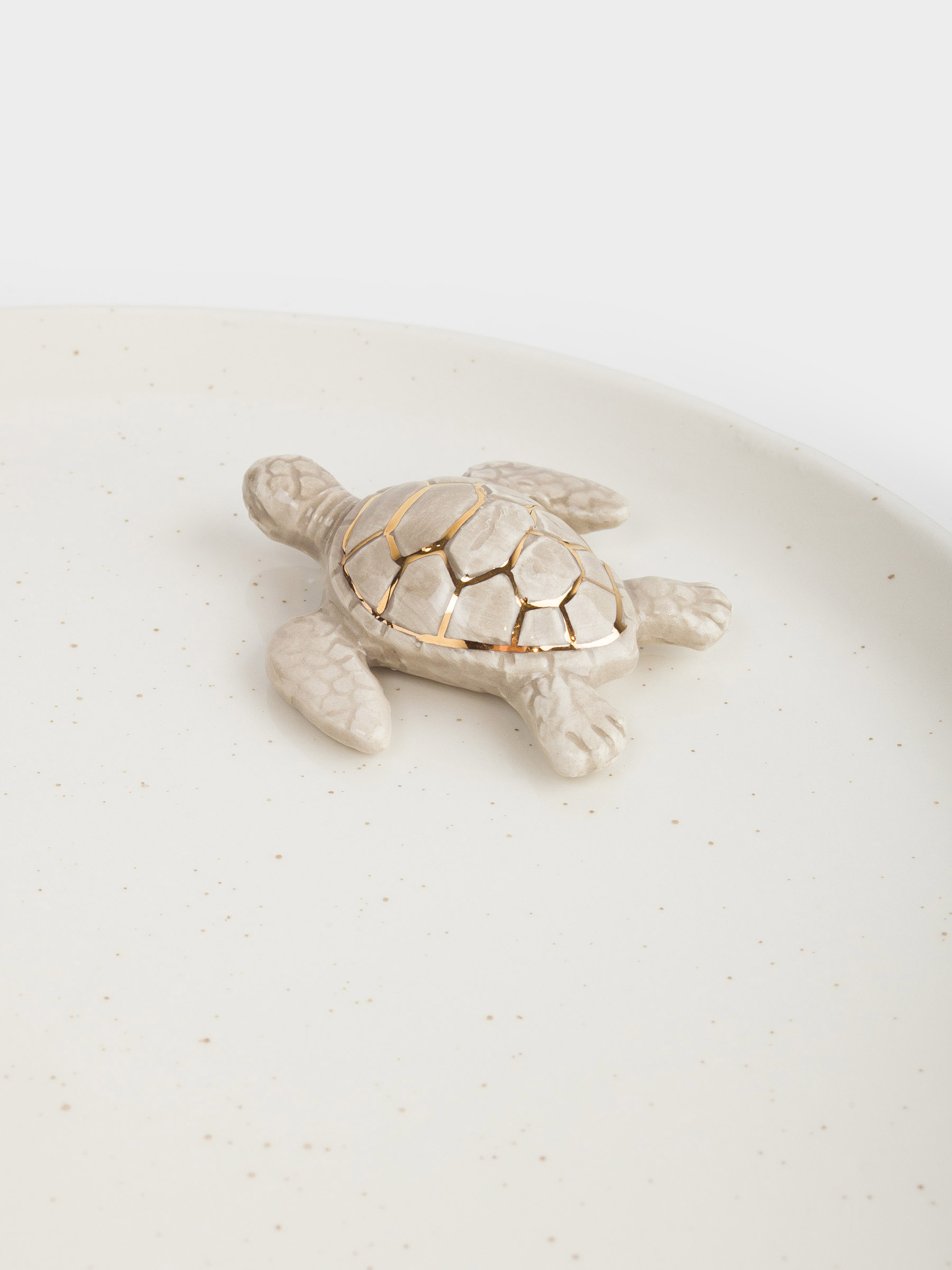 Dish, 24 cm, ceramic, milky gold, speckled, Turtle, Grand turtle, image-5