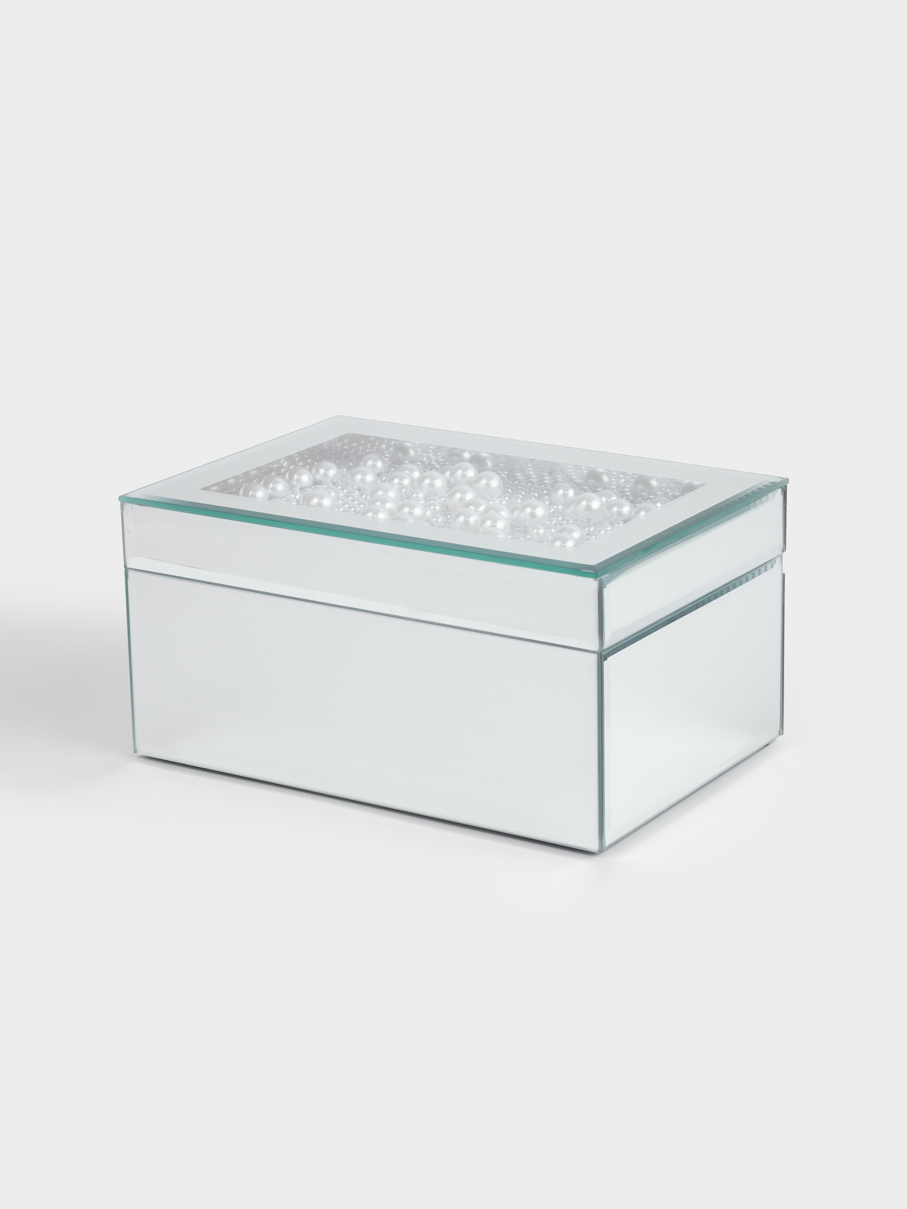 Jewelry box, 20x14 cm, glass, Mirror, Pearls, Glossy, image-0