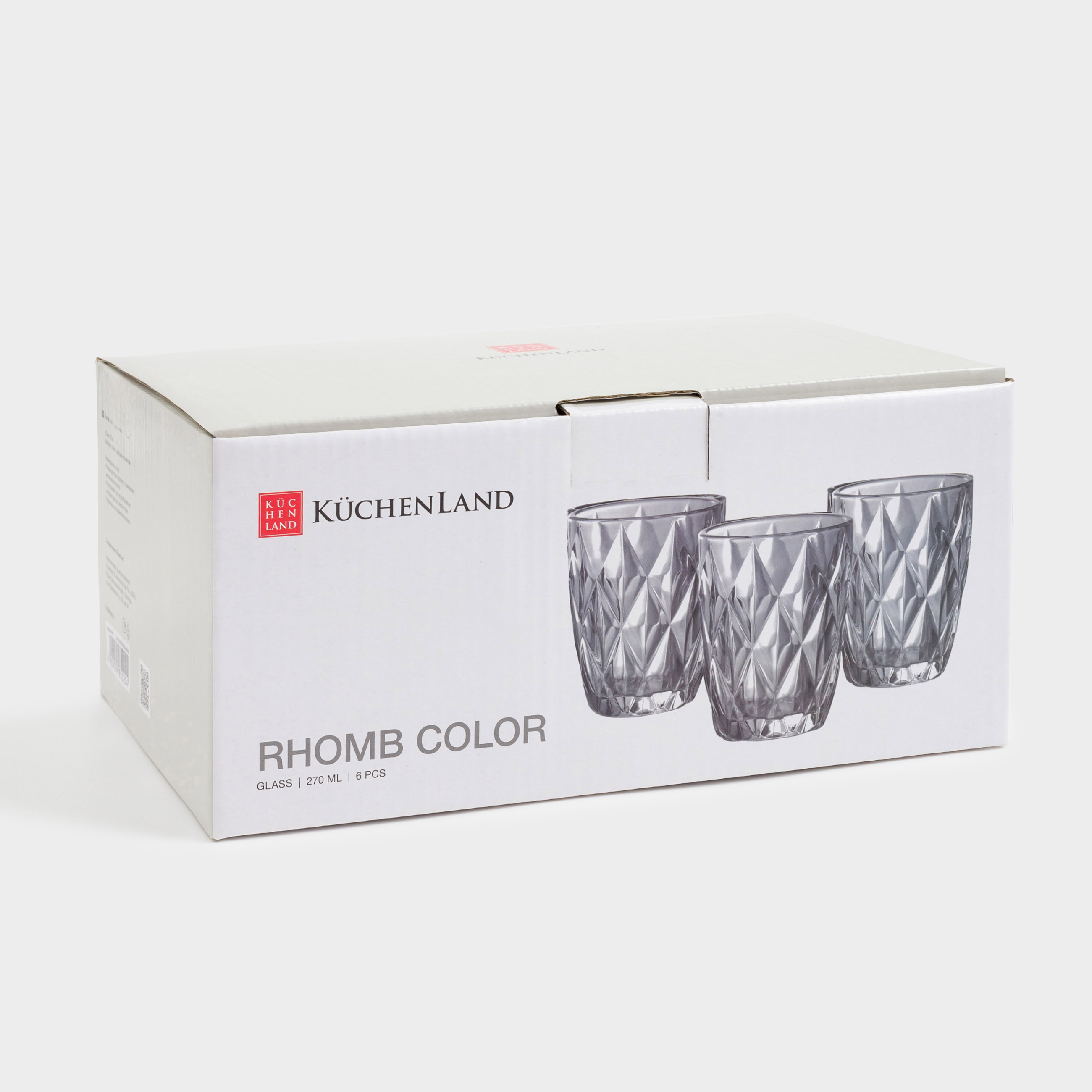 Glass, 10 cm, 270 ml, 6 pcs, glass R, gray, Rhomb color, image-7