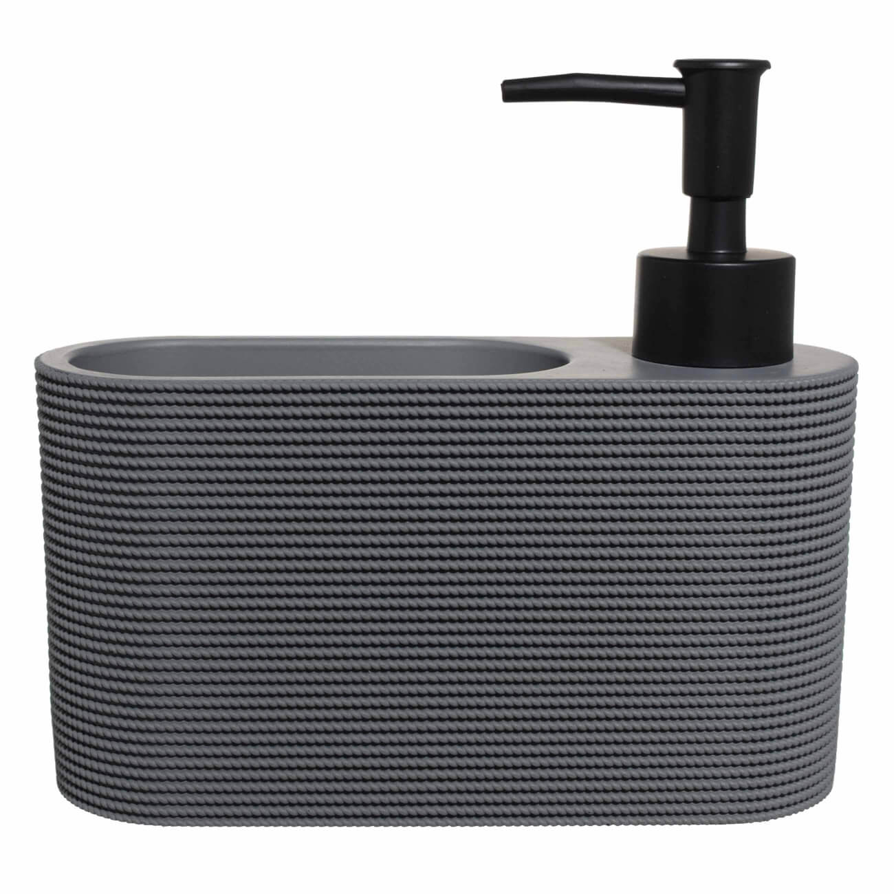 Detergent dispenser, 250 ml, organizer, with sponge, polyresin / plastic, Grey, Grey steel