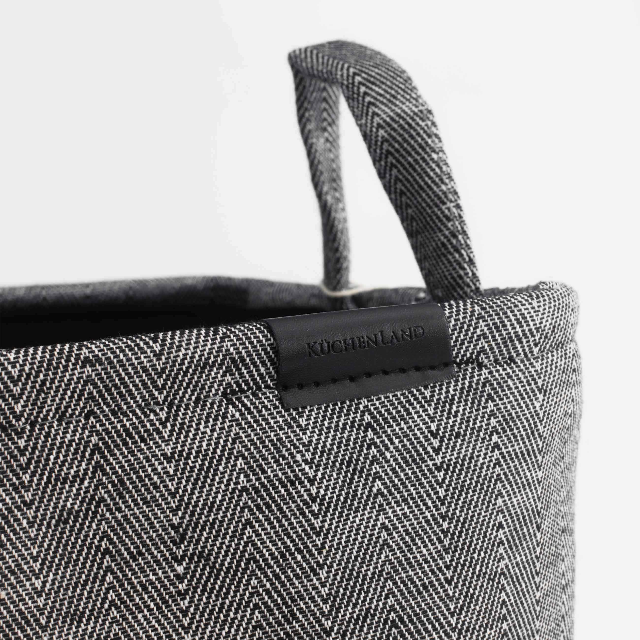 Laundry storage bag, 35x25x40 cm, with handles, polyester, rectangular, Grey, Navy