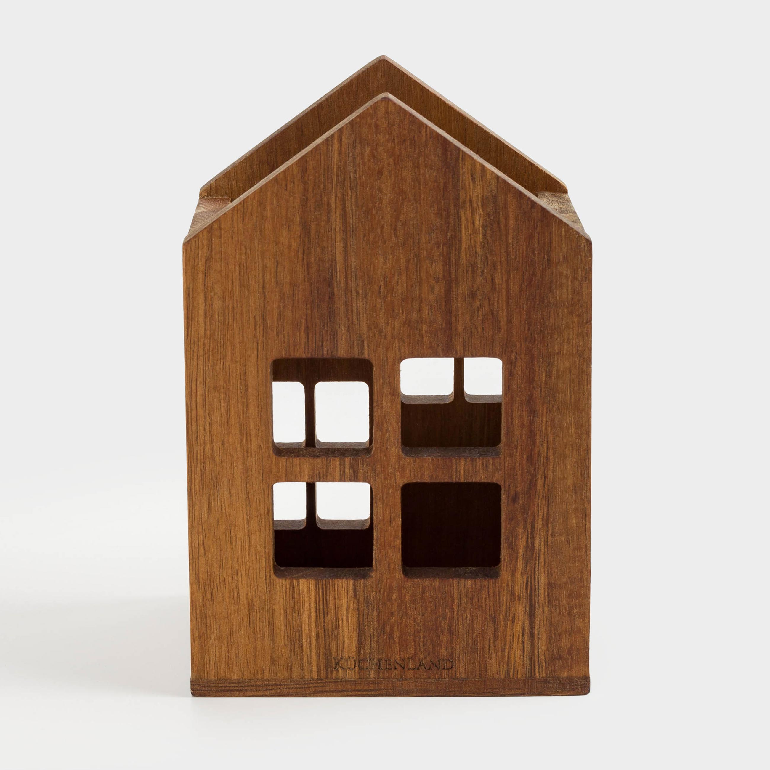 Kitchen accessories stand, 15 cm, with handles, wood, house, Noble tree, image-0