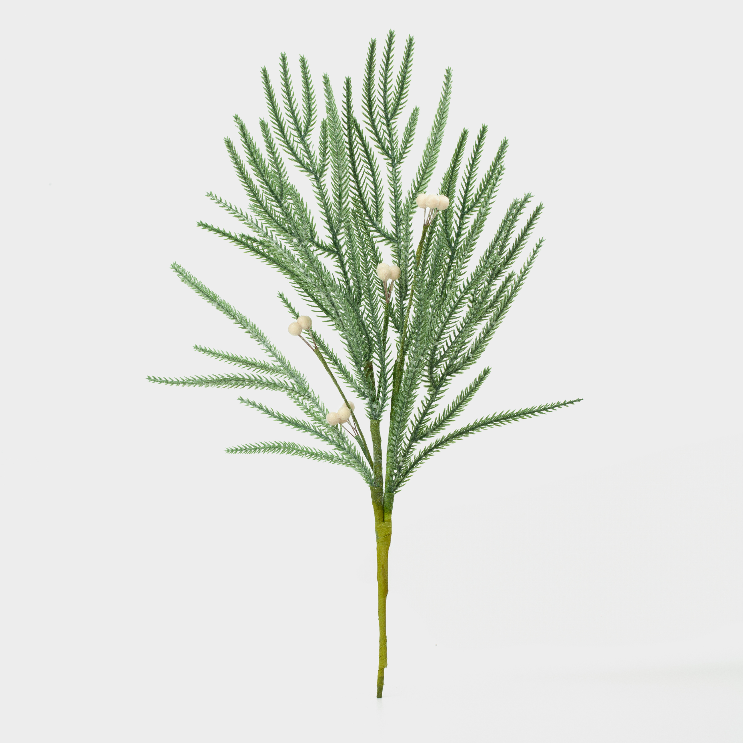 Decorative branch, 48 cm, plastic / foam, Spruce with white berries, White berry, image-2