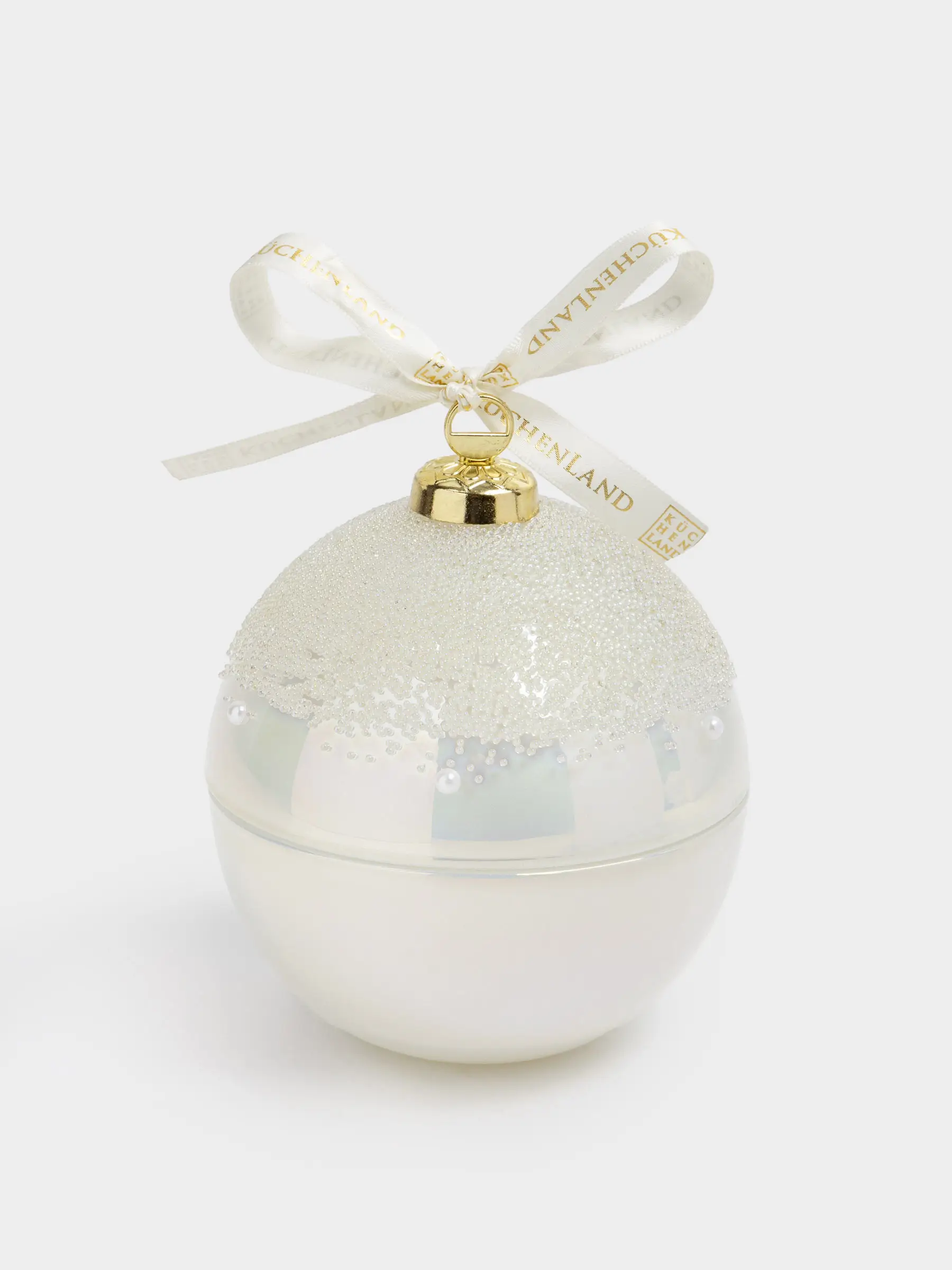 Storage container, 14x10 cm, 230 ml, glass / metal, pearl, Ball, Christmas storage