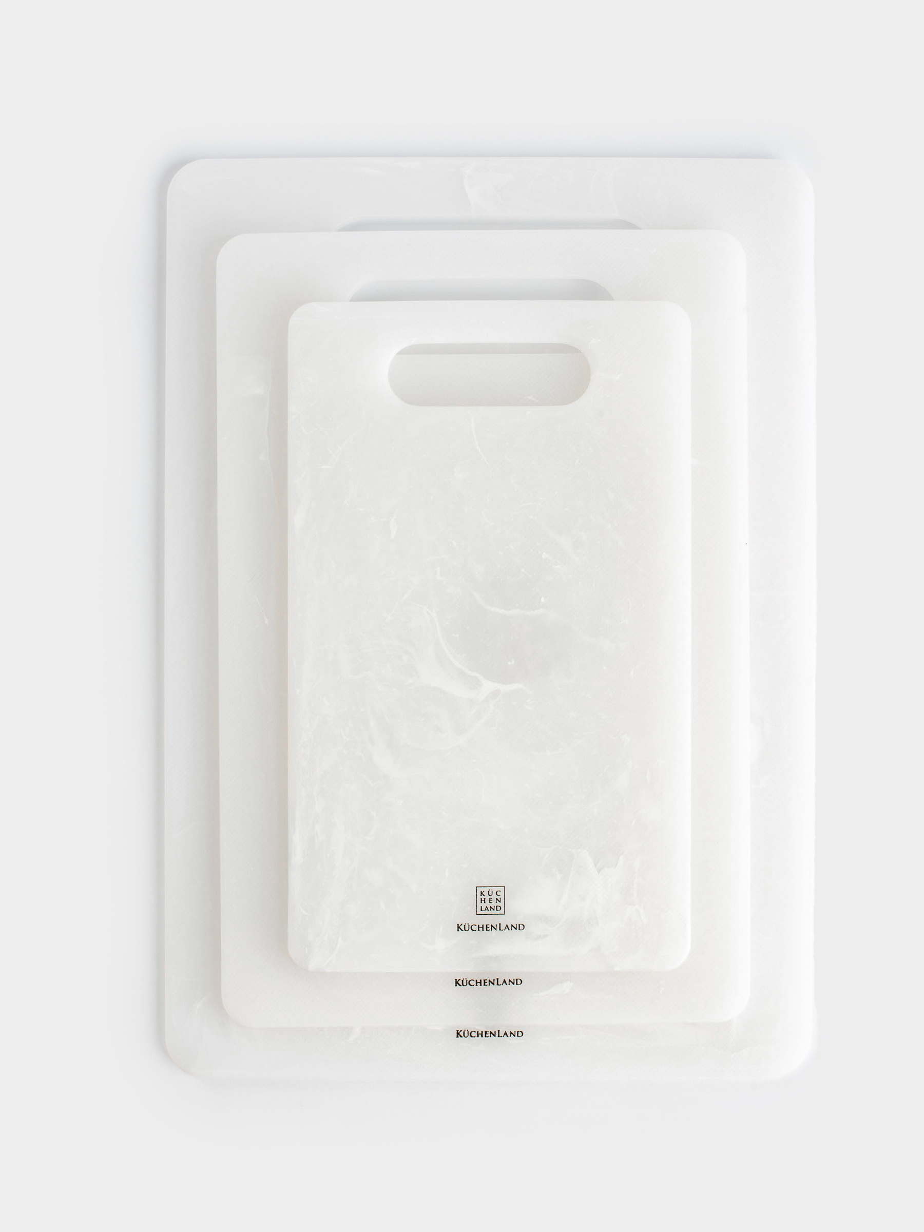 Cutting boards set, 25/30/35 cm, 3 pcs, rectangular, plastic, white, Maniera, image-1