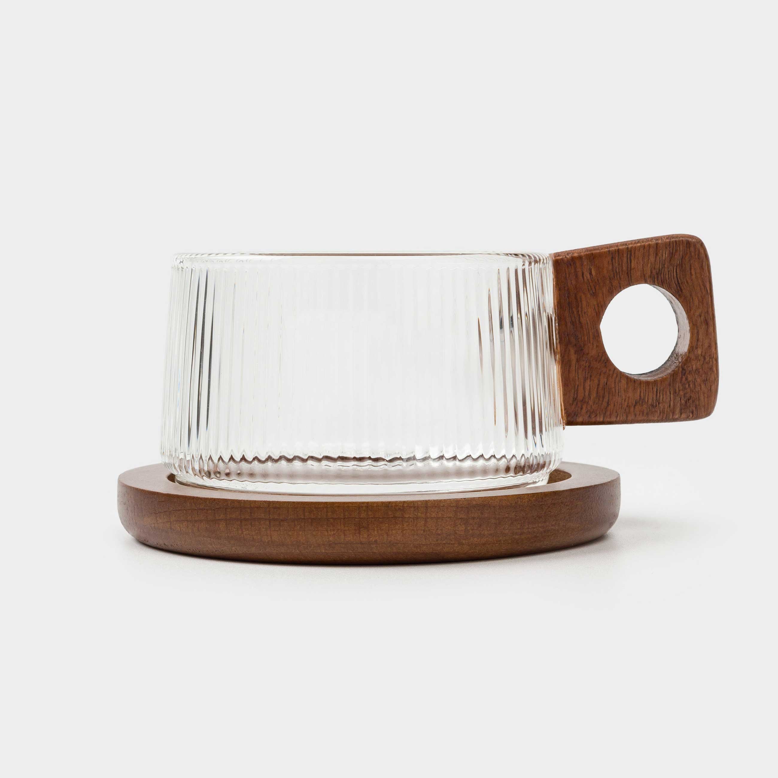 Mug, 230 ml, on a stand, glass B / wood, Ribby
