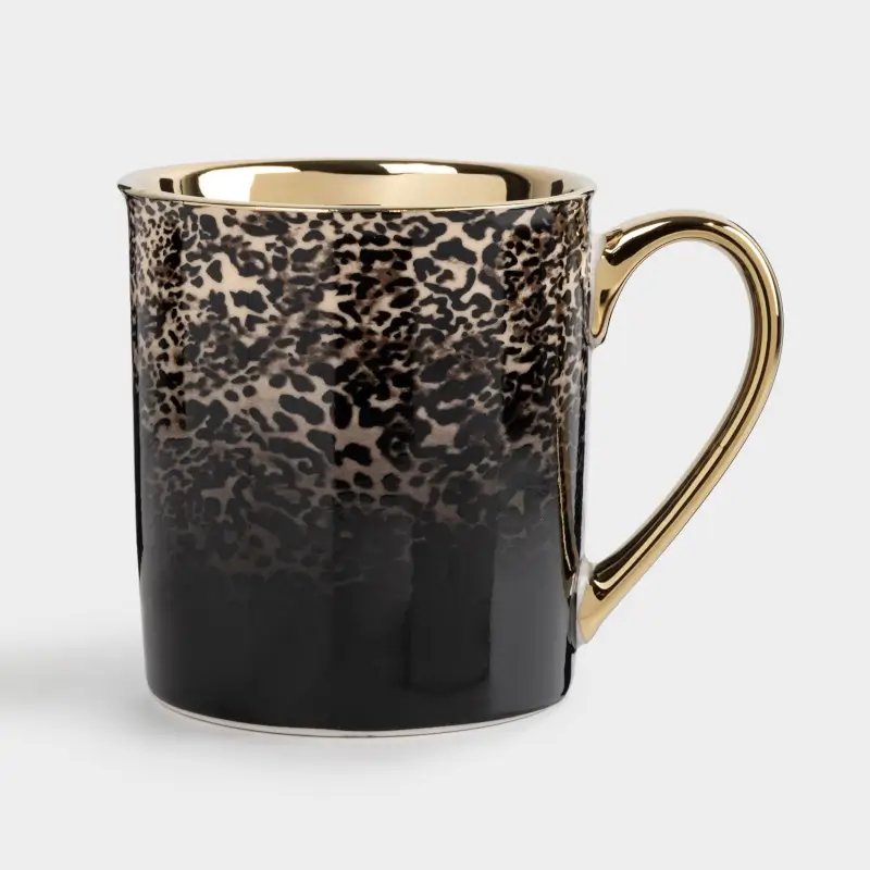 Mug, 300 ml, porcelain N, black and gold, Leopard, Leopard ,image-0