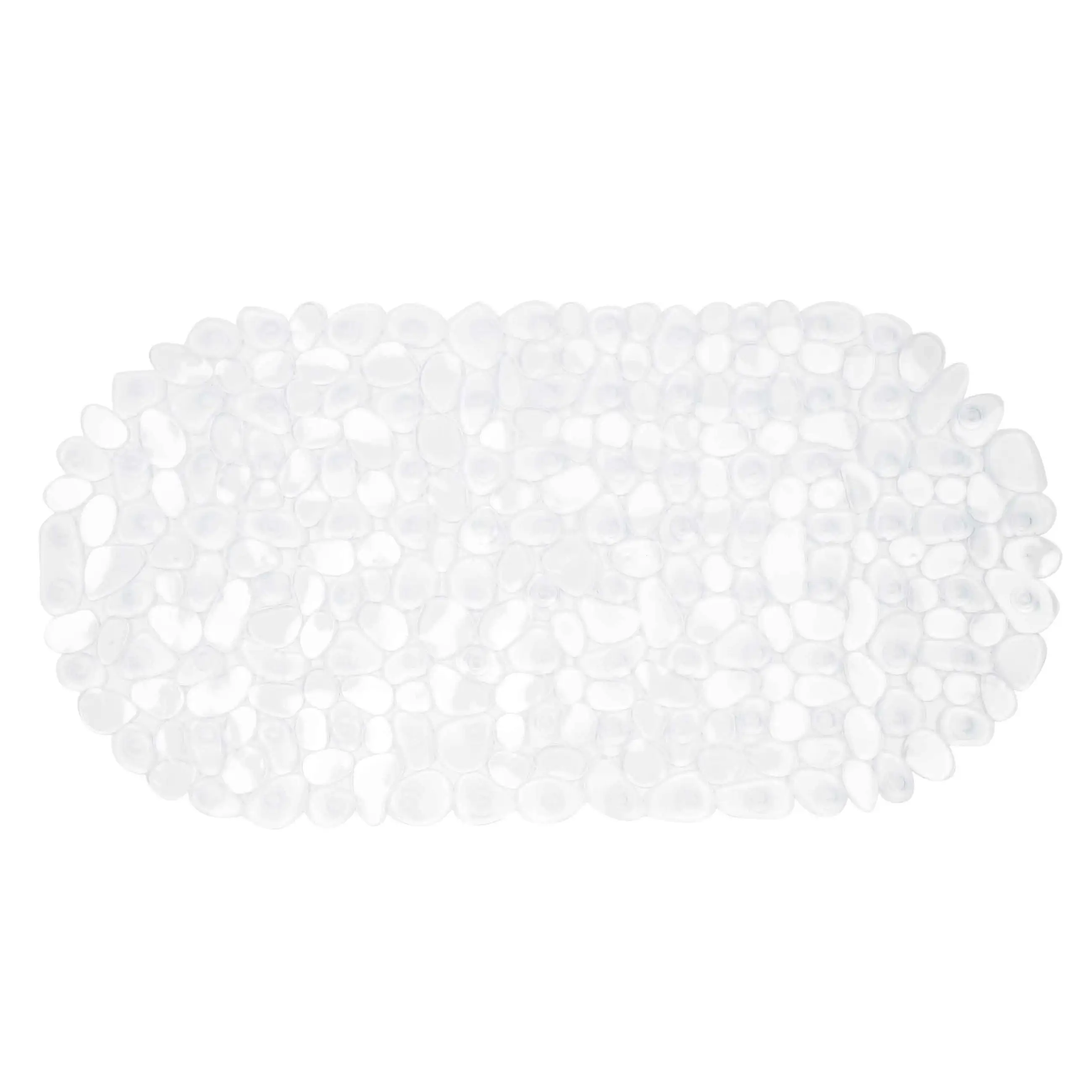 Bath/shower mat, 36x68 cm, with suction cups, PVC, Oval, White, Stones, Pebble, image-0