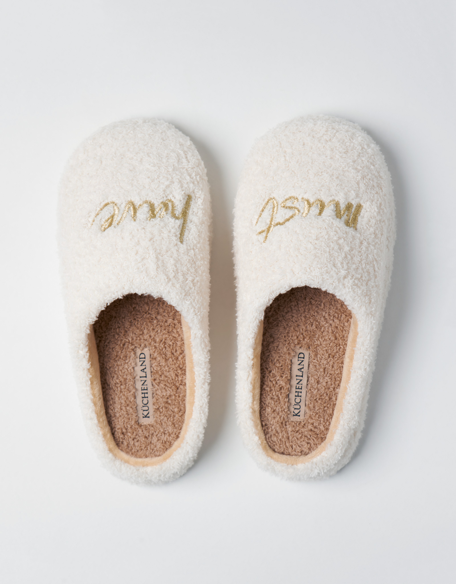 Women's slippers, homewear, size 36-37, fleece / nylon, milky brown, Needed, image-1