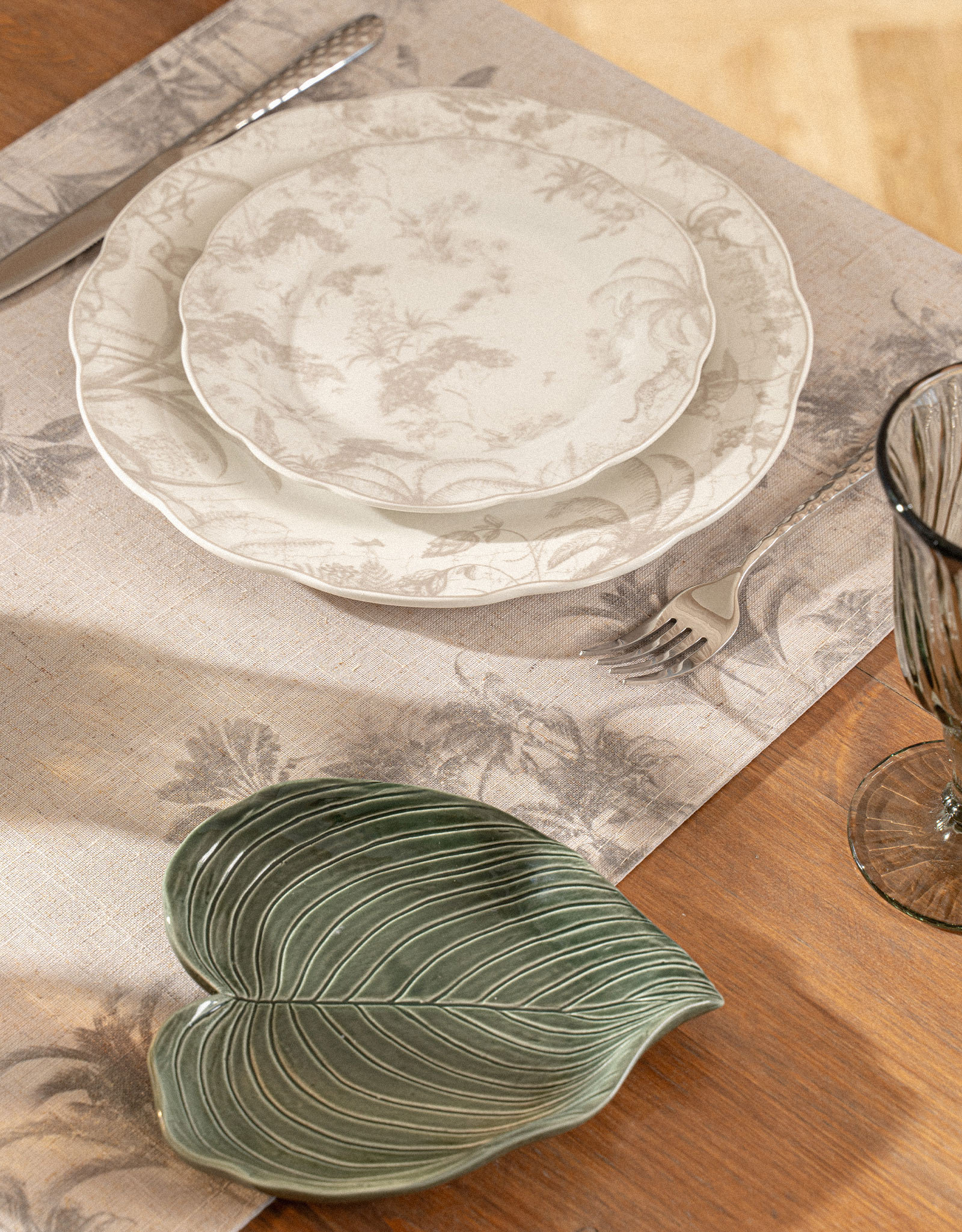 Table runner, 40x160 cm, polyester / linen, sand, Jungle, Tropical wildlife, image-9
