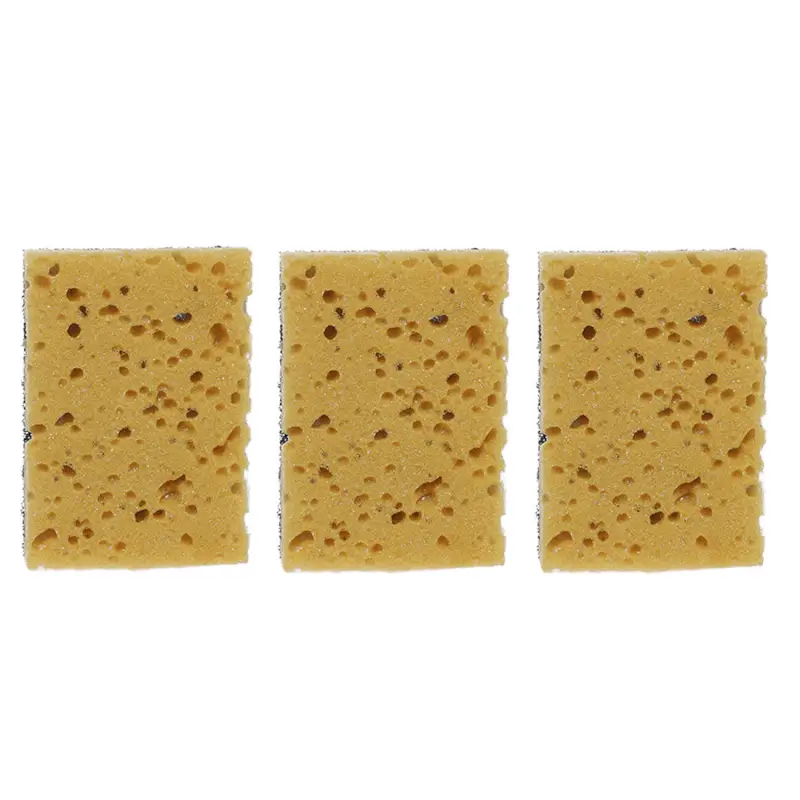 Dish washing sponge, 10x7 cm, 3 pcs, foam rubber / abrasive, black and yellow, Black clean ,image-0